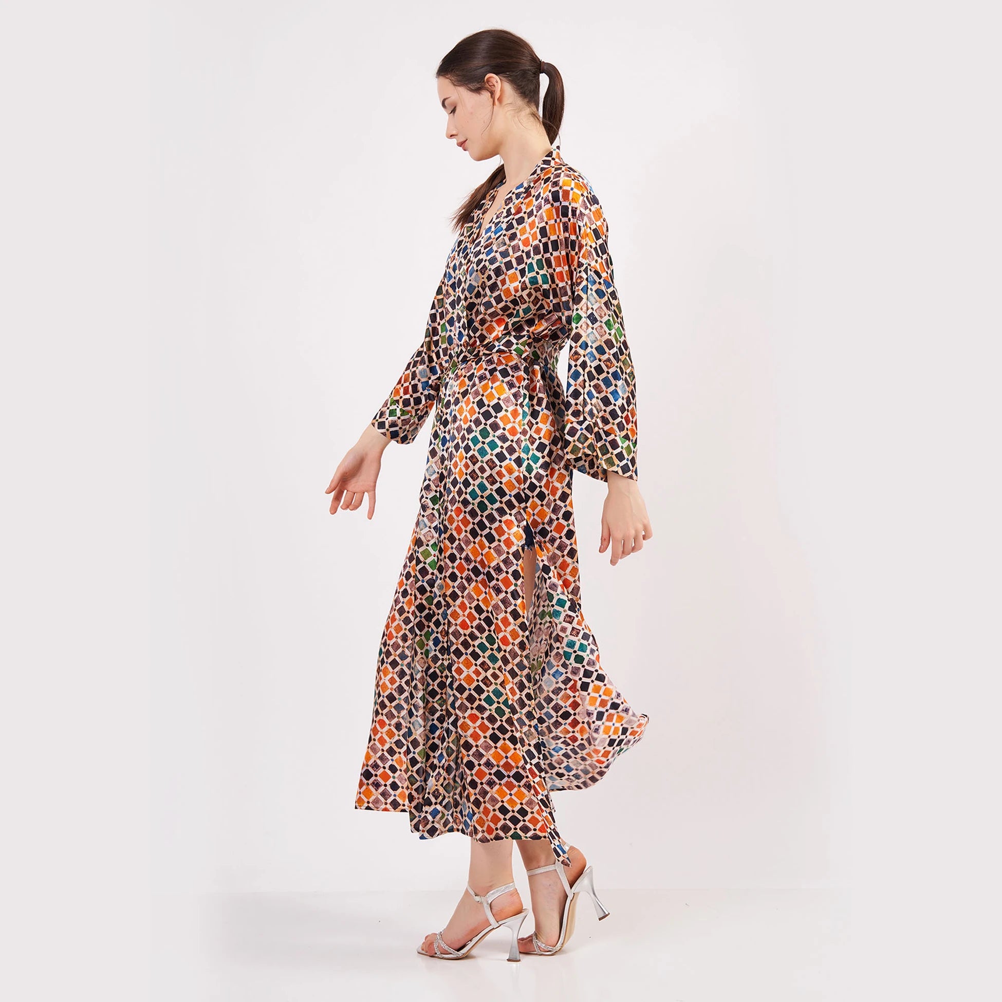 %100 İpek Uzun Kimono Kaftan | Elhamra 15 | Nomads Felt