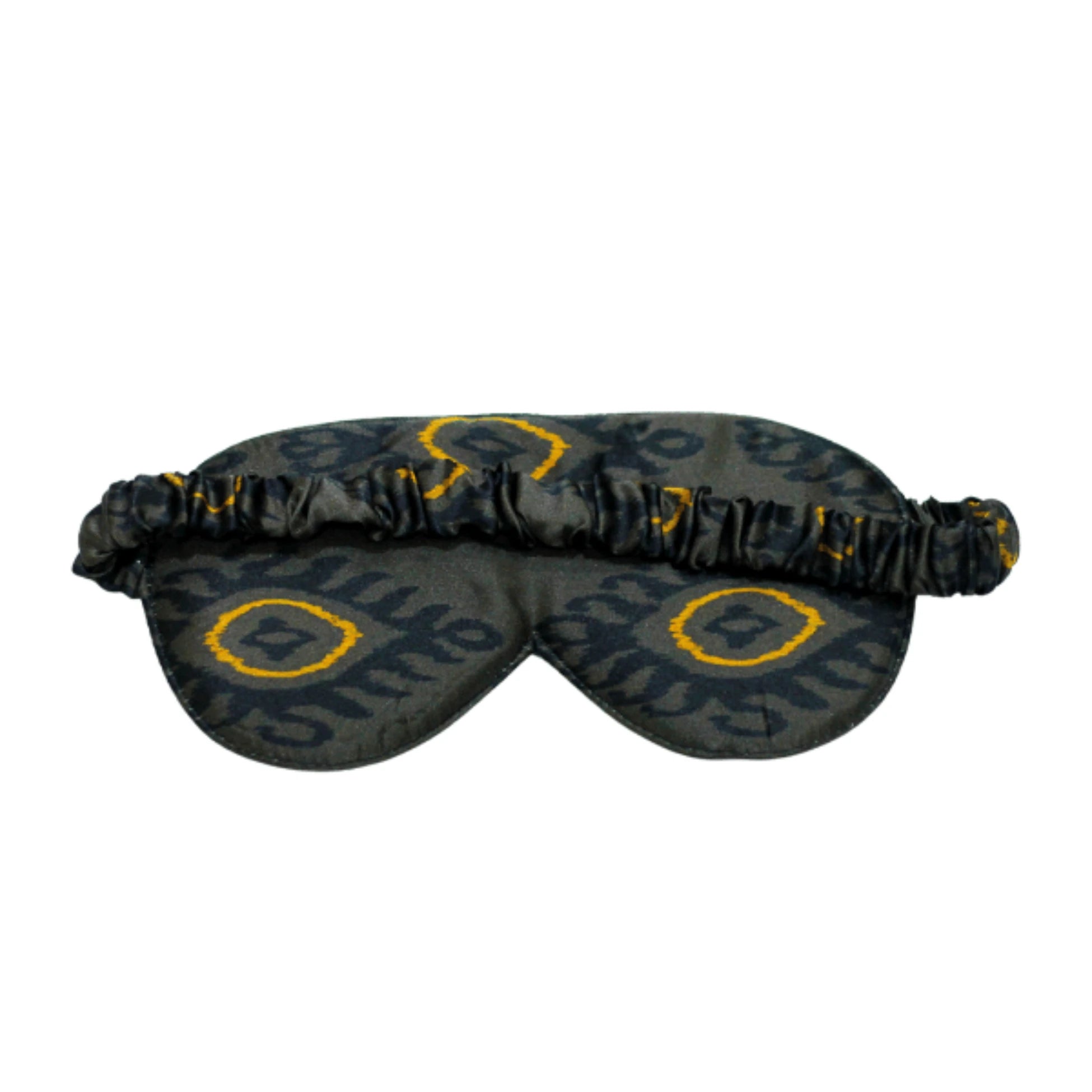 %100 İpek Uyku Göz Maskesi Uyku Bandı | Kahverengi-Gold Desenli | Nomads Felt