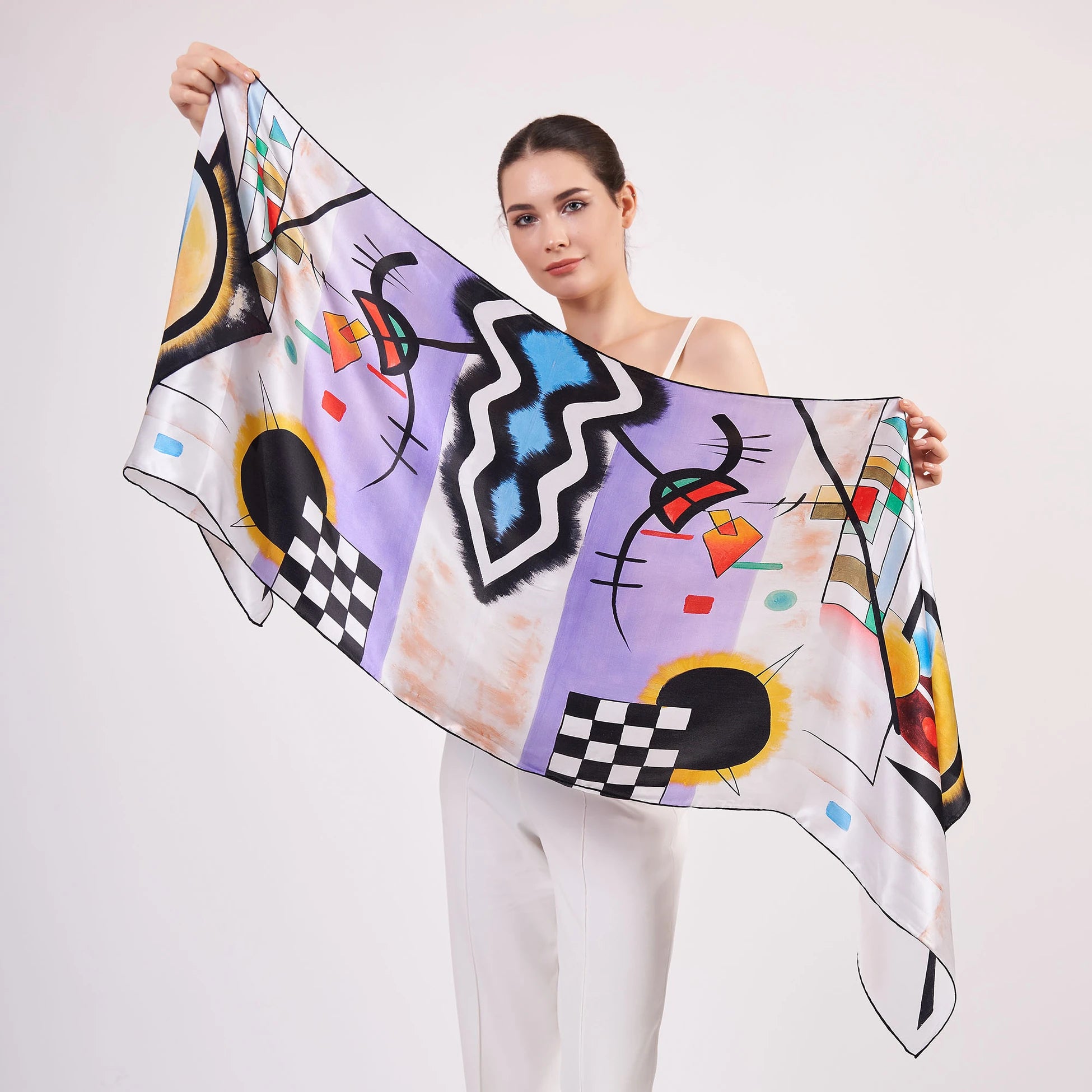 Saf İpek Fular | 55x180 cm |  Kandinsky Collective | Nomads Felt