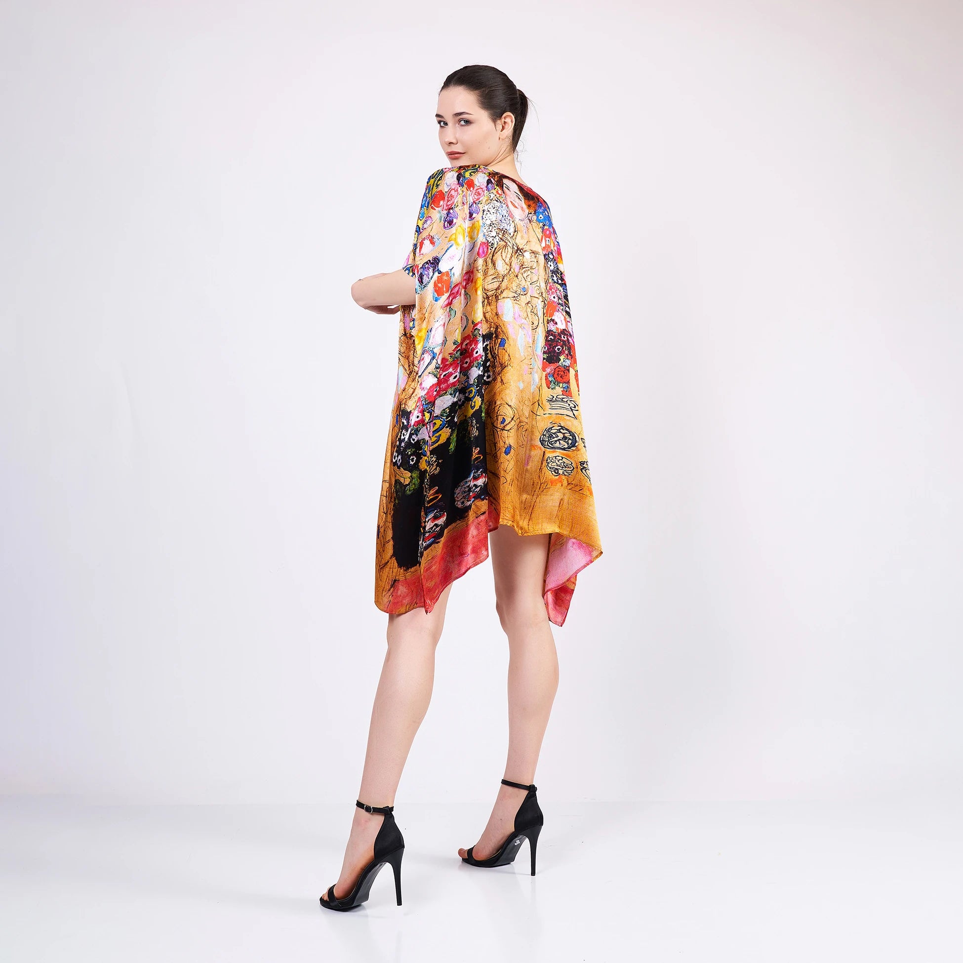 %100 İpek Kısa Kimono Pareo | Gustav Klimt Maria Munk | Nomads Felt
