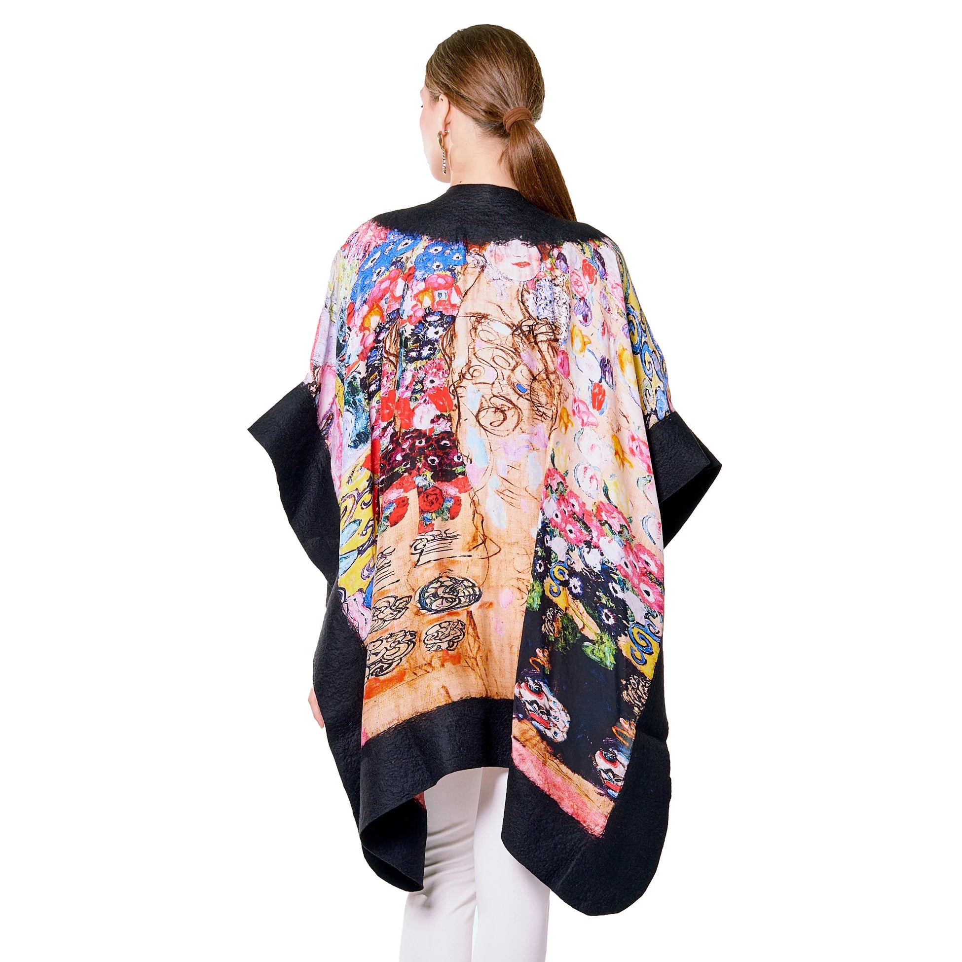 İpek Keçe Panço |  Siyah Gustav Klimt Maria Munk | Nomads Felt