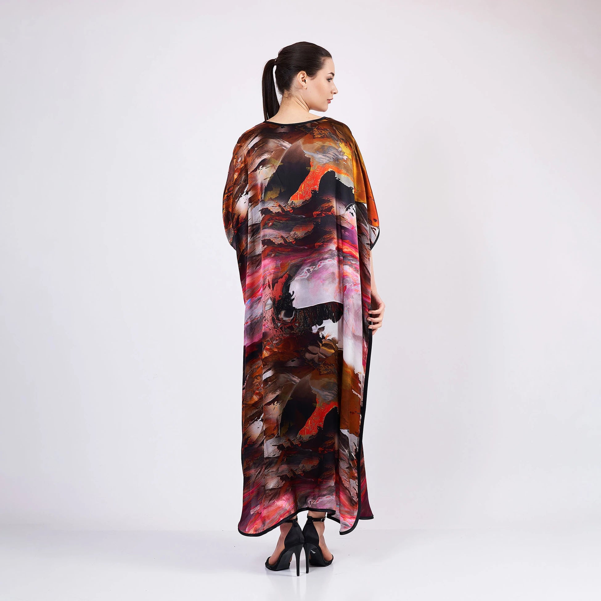 %100 İpek Elbise Abstract Desen 1 | Nomads Felt