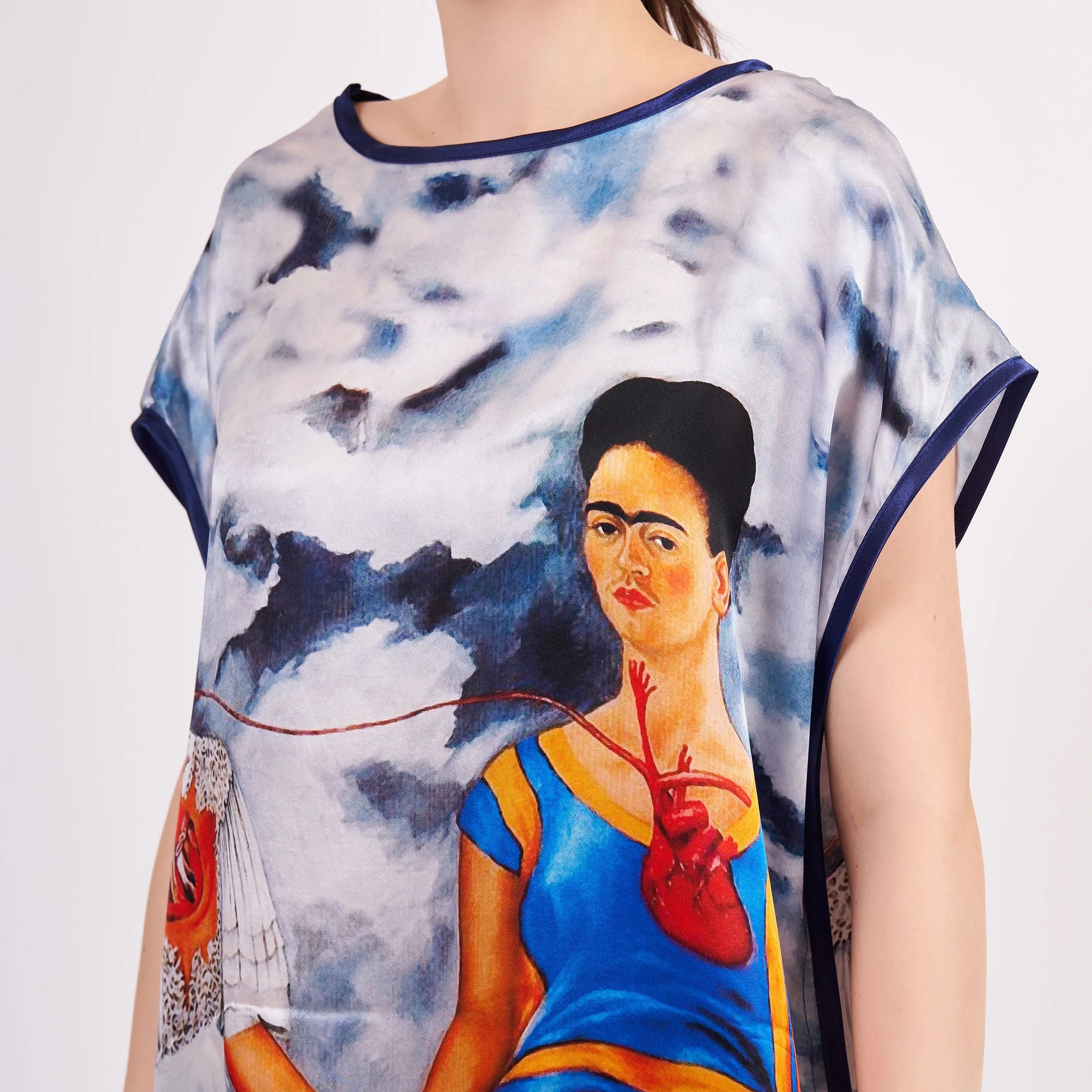 Saf İpek Kısa Elbise | Frida Kahlo 1 | Nomads Felt