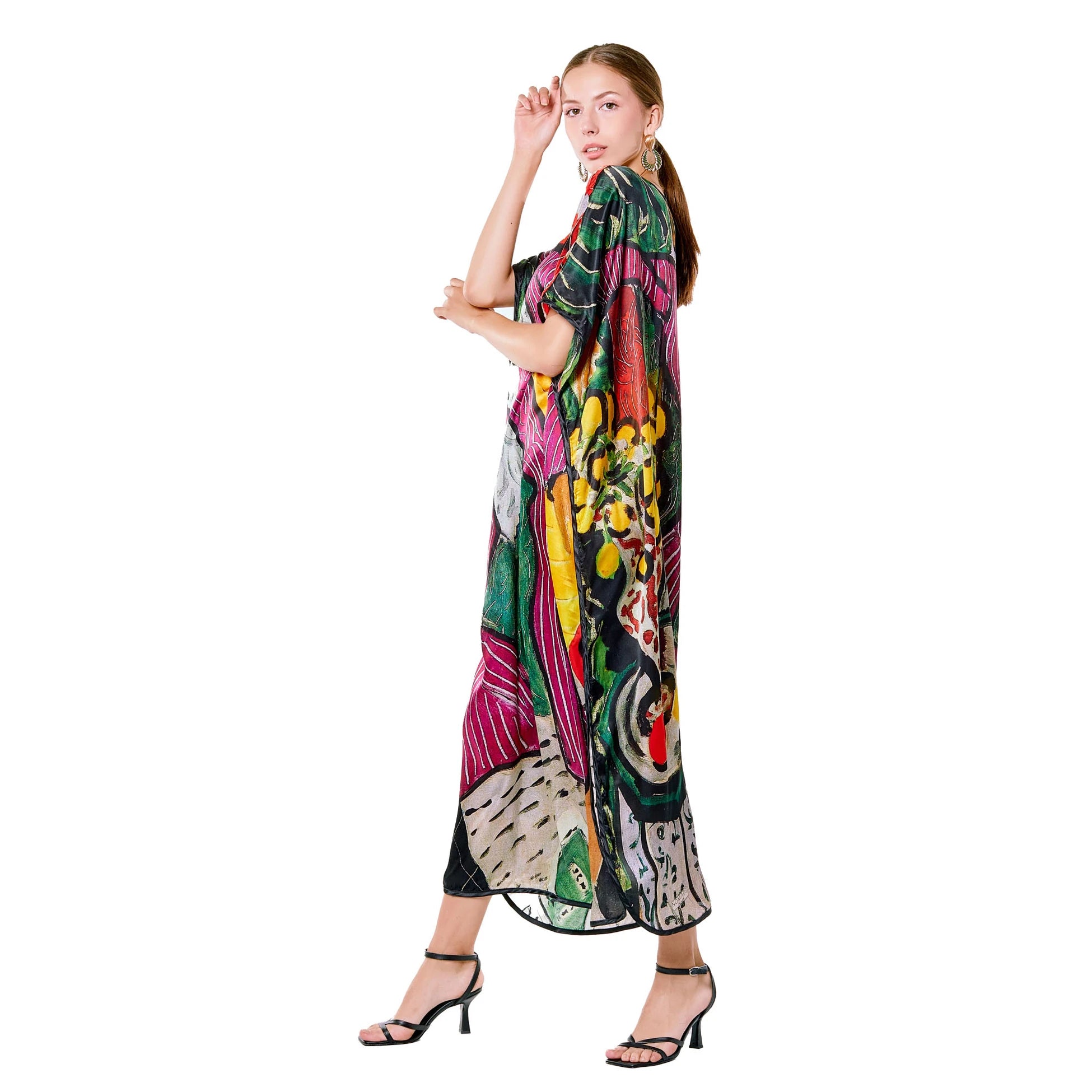 Henri Matisse Purple and Dress Desenli İpek Elbise