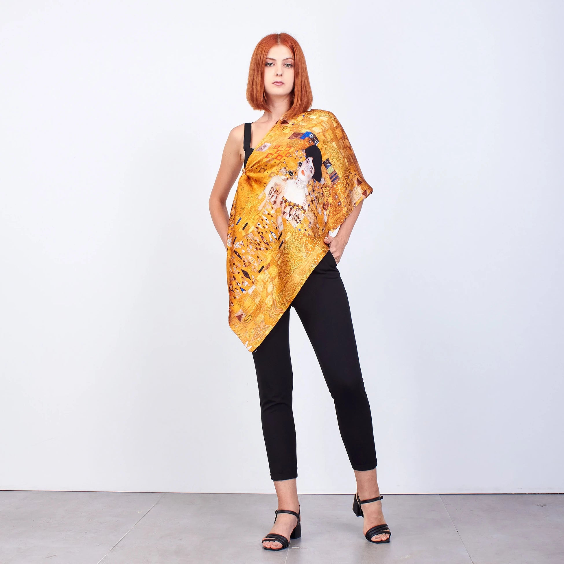 %100 İpek Fular | 55x180 cm | Gustav Klimt Adele Bloch | Nomads Felt