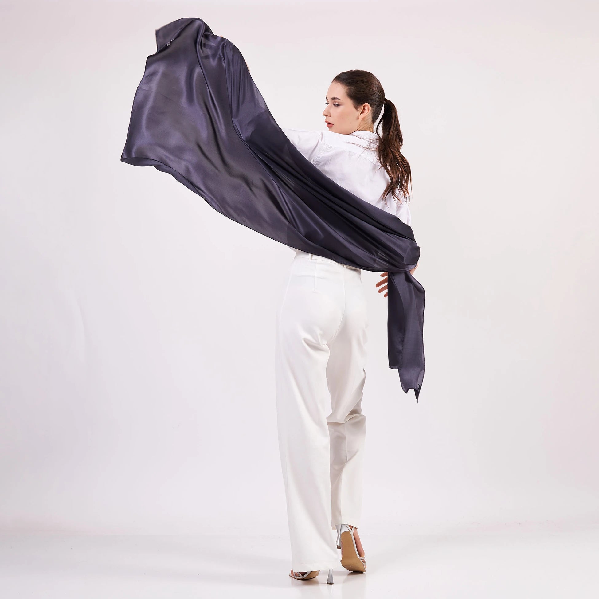 Saf İpek Fular | 70x200 cm | Mor | Nomads Felt