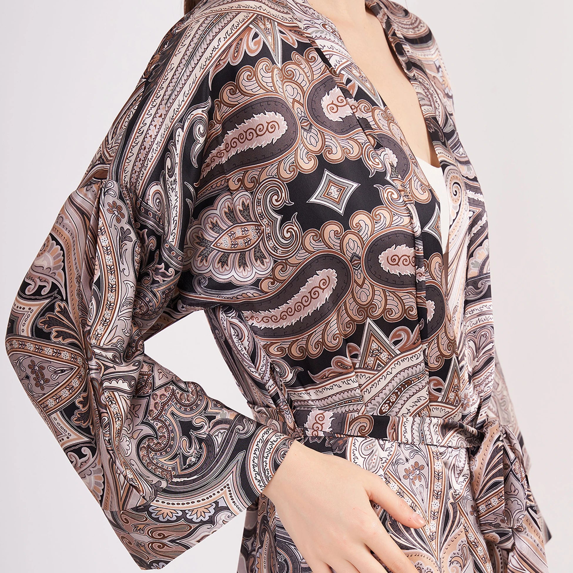 Saf İpek Uzun Kimono Kaftan | Etro Desen | Nomads Felt