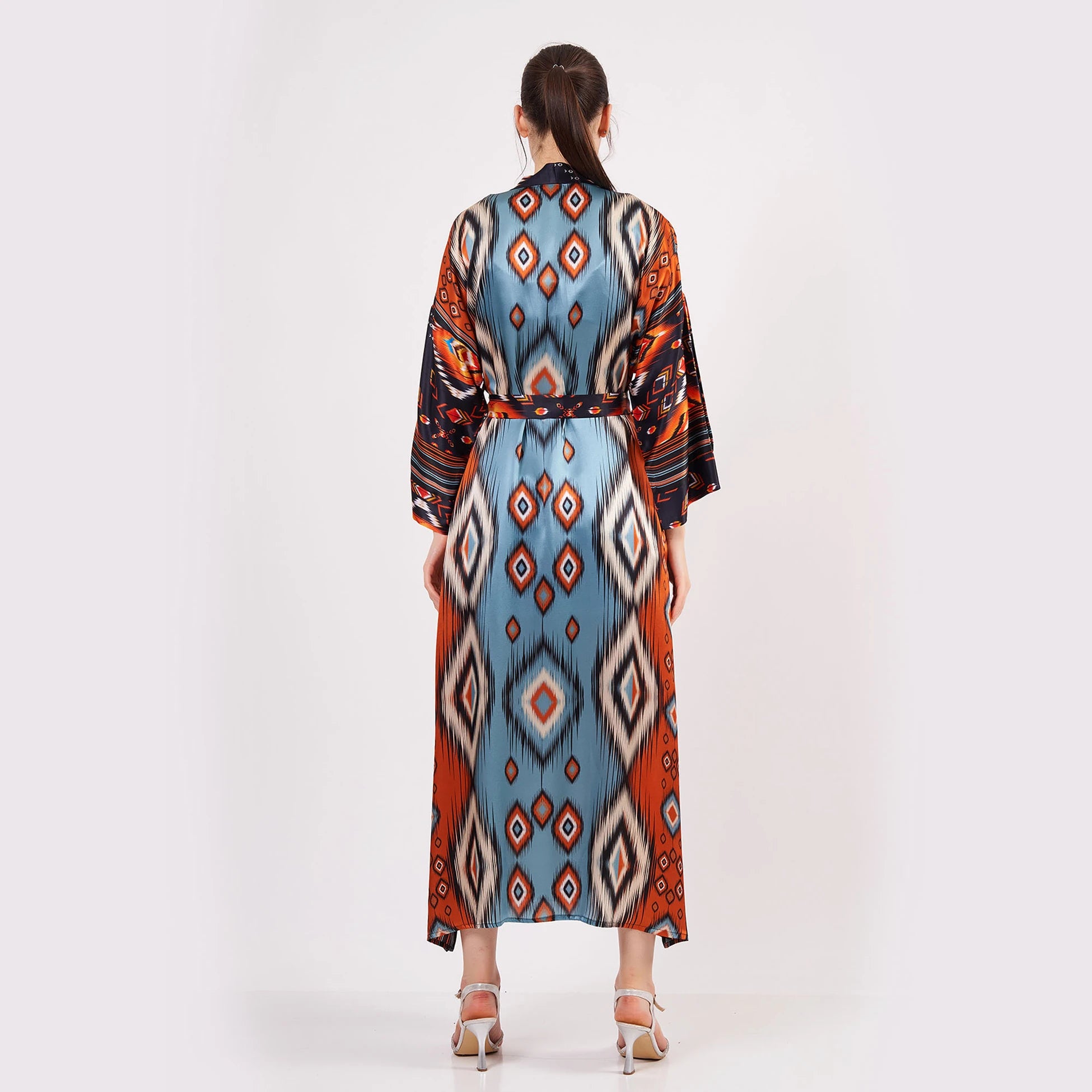 %100 İpek Kimono Kaftan | Ikat 10 | Nomads Felt