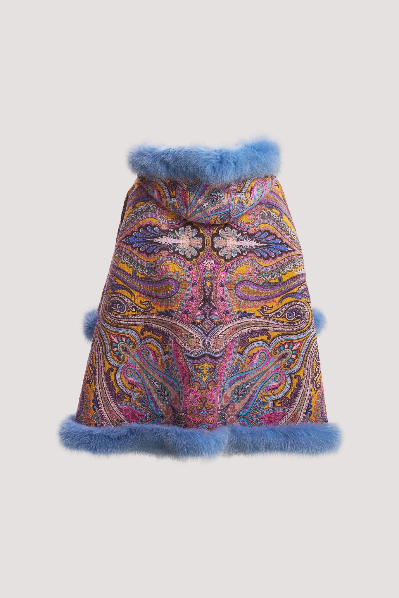 Etro Desenli Mavi Kürklü Panço