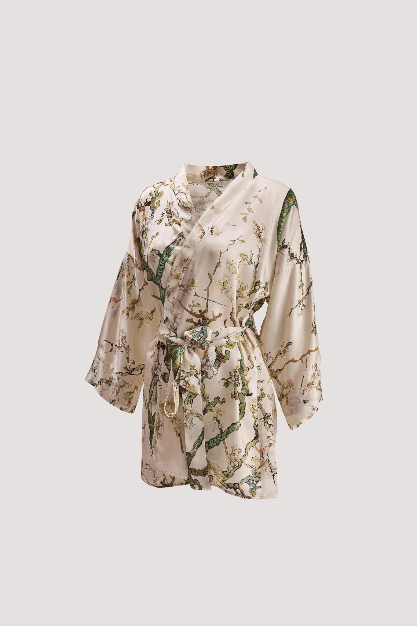 Van Gogh Badem Ağacı Desenli Ekru Kısa Kimono