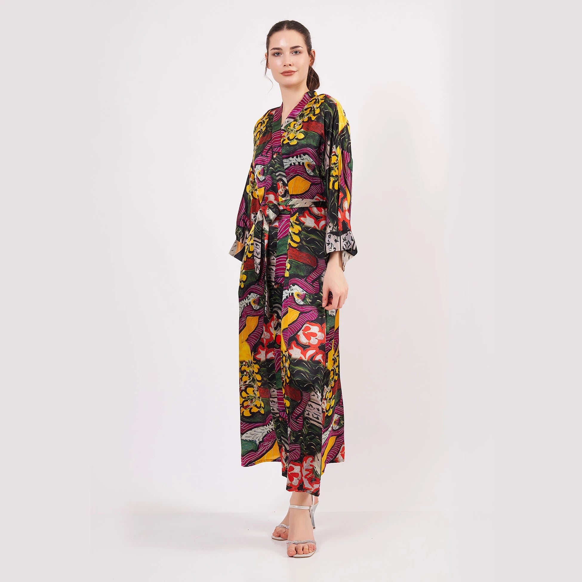 %100 İpek Kimono Kaftan | Henri Matisse Purple and Dress | Nomads Felt