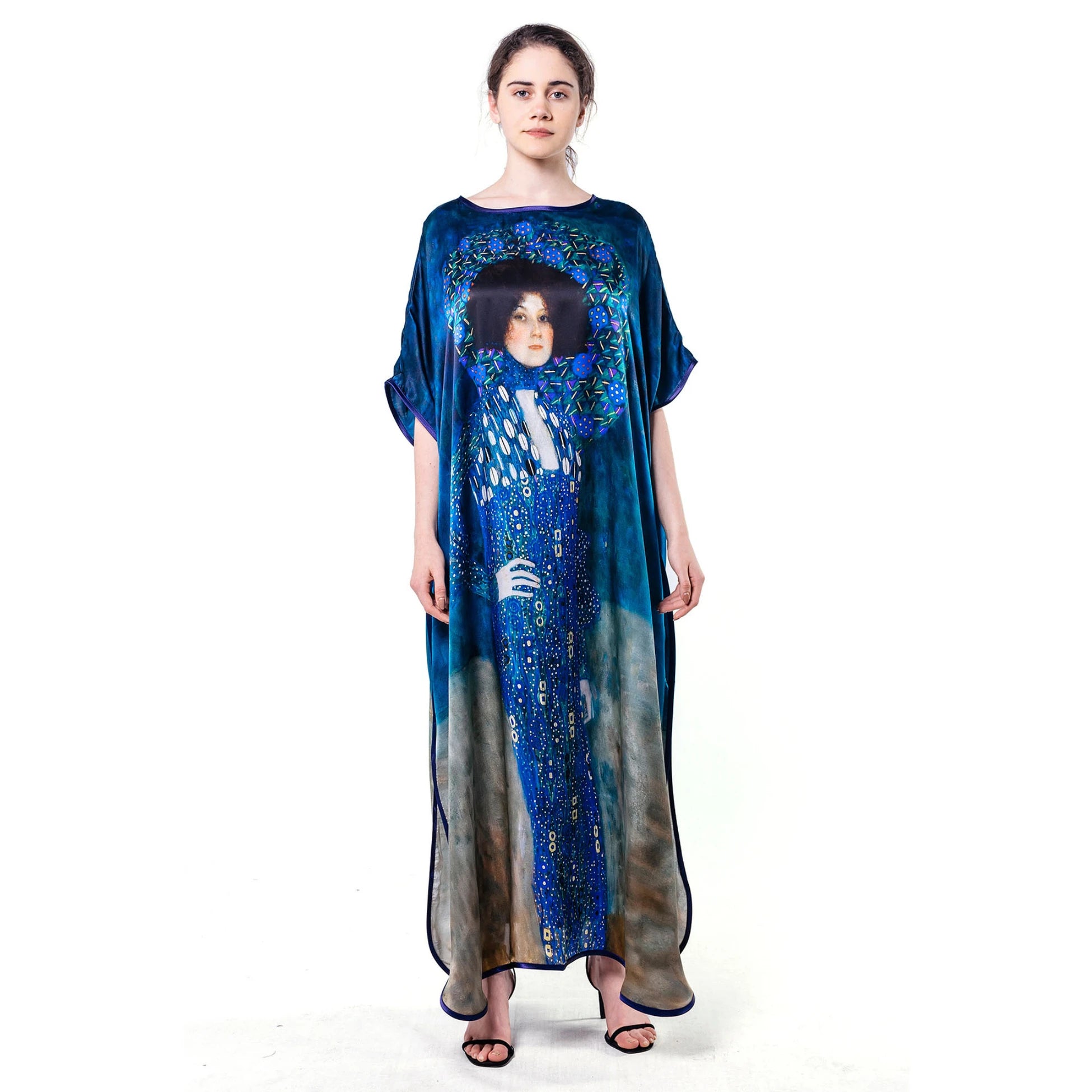 Gustav Klimt Emilie Floge Desenli İpek Elbise