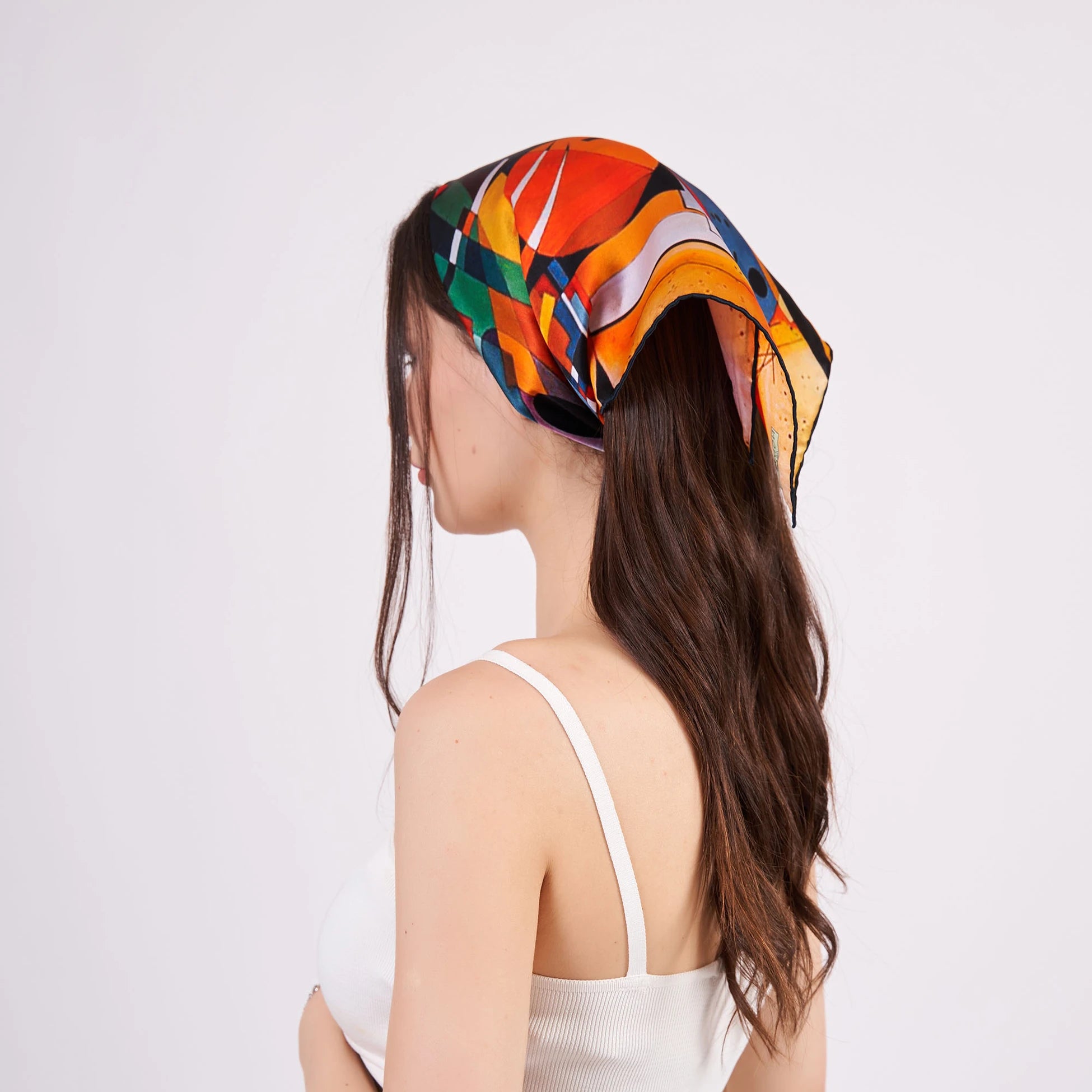 Saf İpek Bandana Fular | Kandinsky Composition II | Nomads Felt