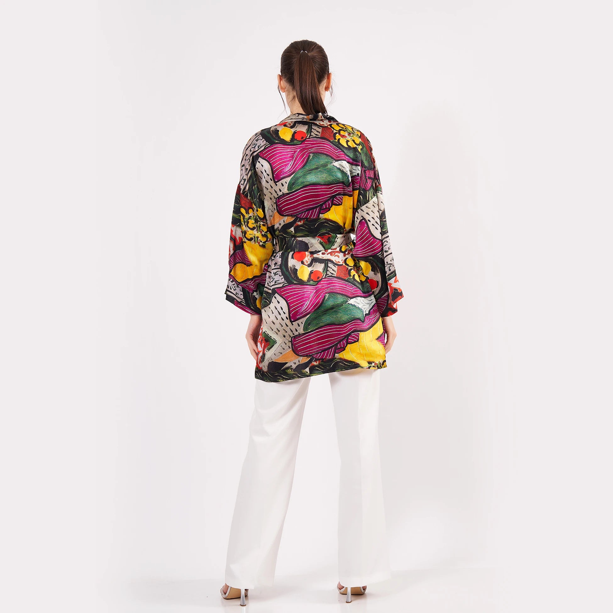 Saf İpek Kısa Kimono Kaftan | Henri Matisse Purple and Dress | Nomads Felt
