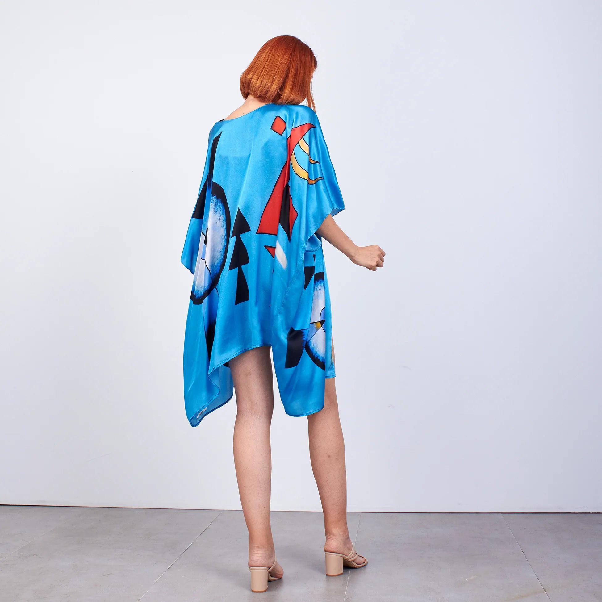 %100 İpek Kısa Kimono Pareo | Kandinsky Collage | Nomads Felt