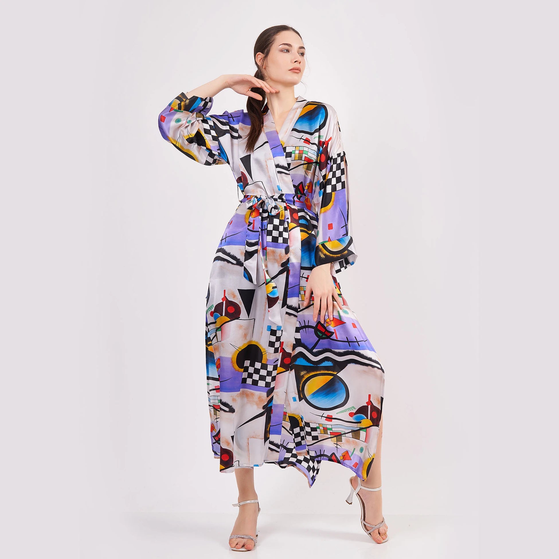 %100 İpek Uzun Kimono Kaftan | Kandinsky Collective | Nomads Felt