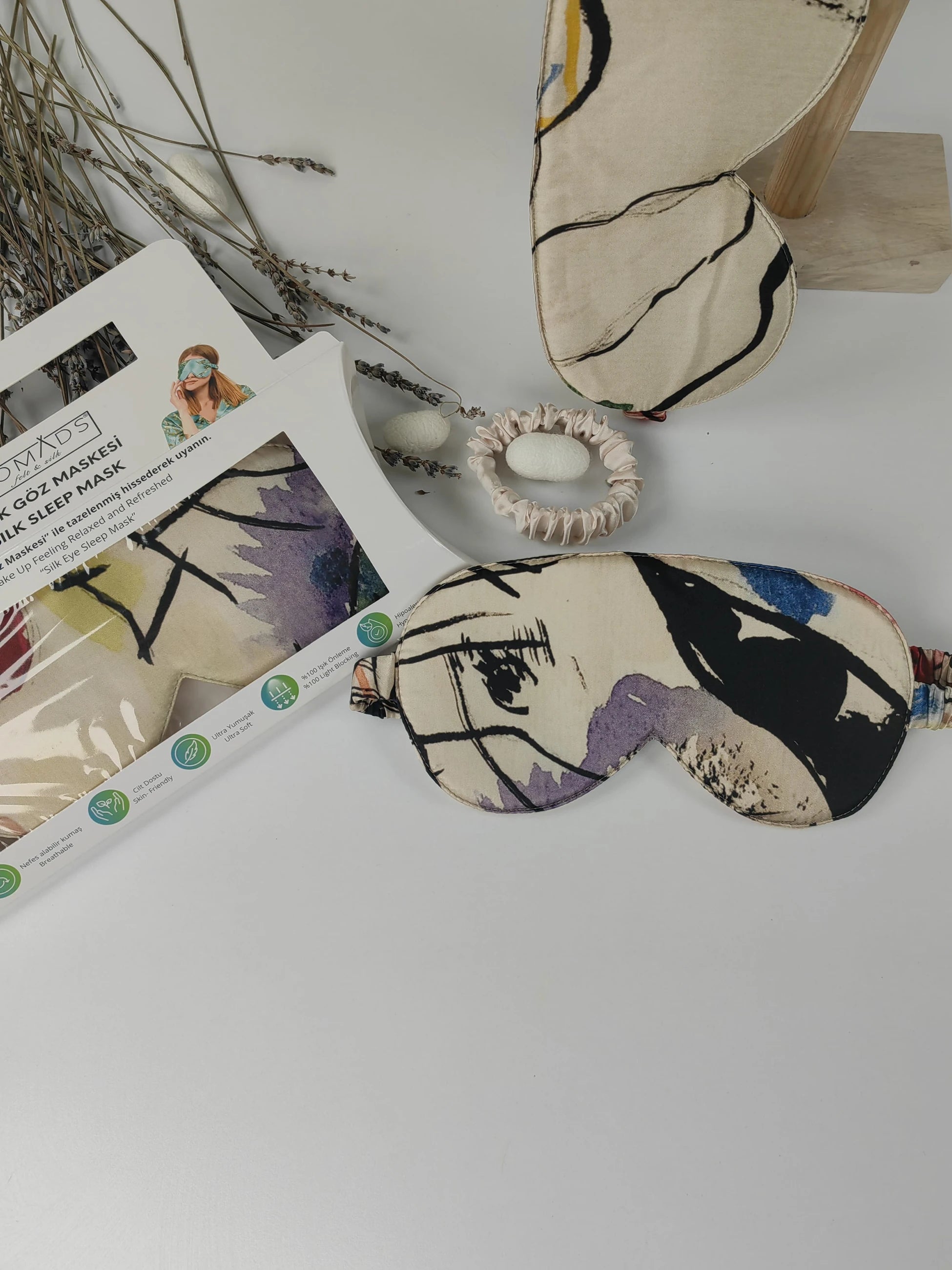 Kandinsky Composition Desenli %100 İpek Göz Bandı