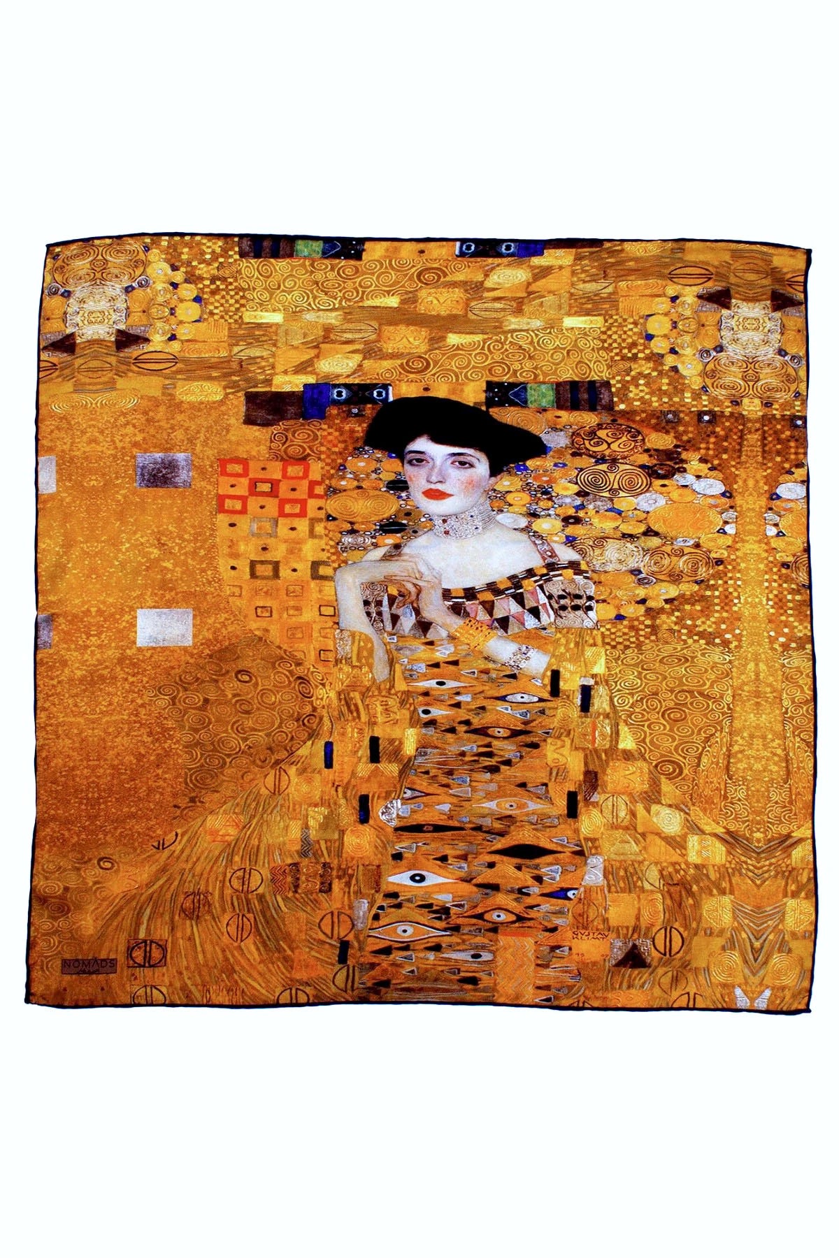 %100 İpek Sarı Kare Fular Gustav Klimt Adele Bloch 55x55 cm