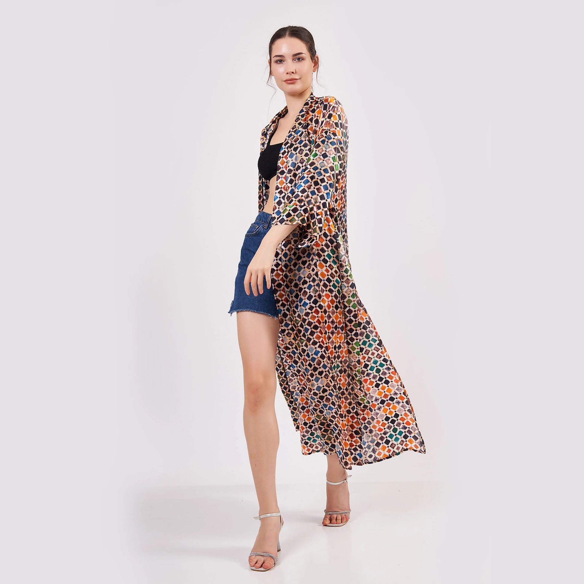 %100 İpek Uzun Kimono Kaftan | Elhamra 15 | Nomads Felt