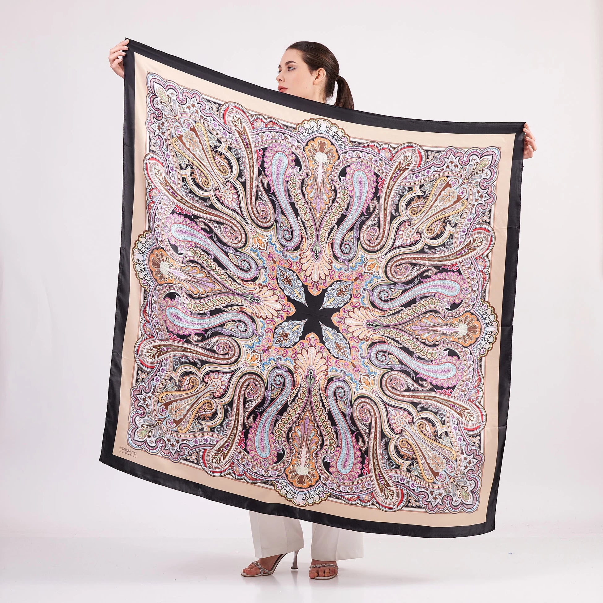Saf İpek Şal Fular | 140 cm | Etro Desen 7 | Nomads Felt