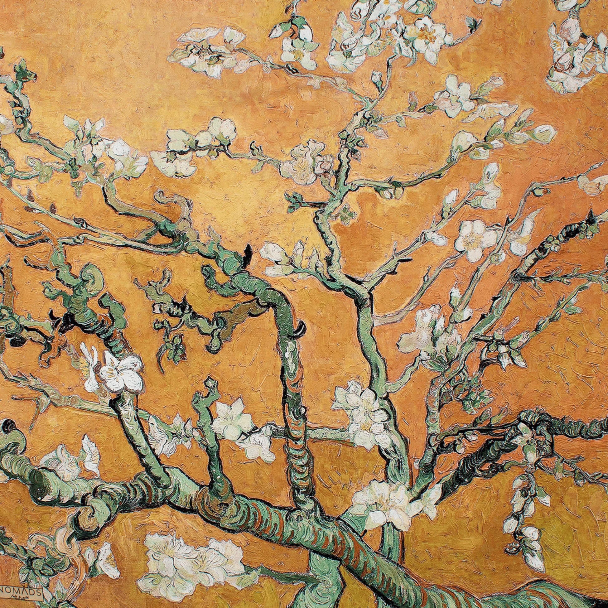 %100 İpek Sarı Kare Fular Van Gogh Almond Blossoms 55x55 cm