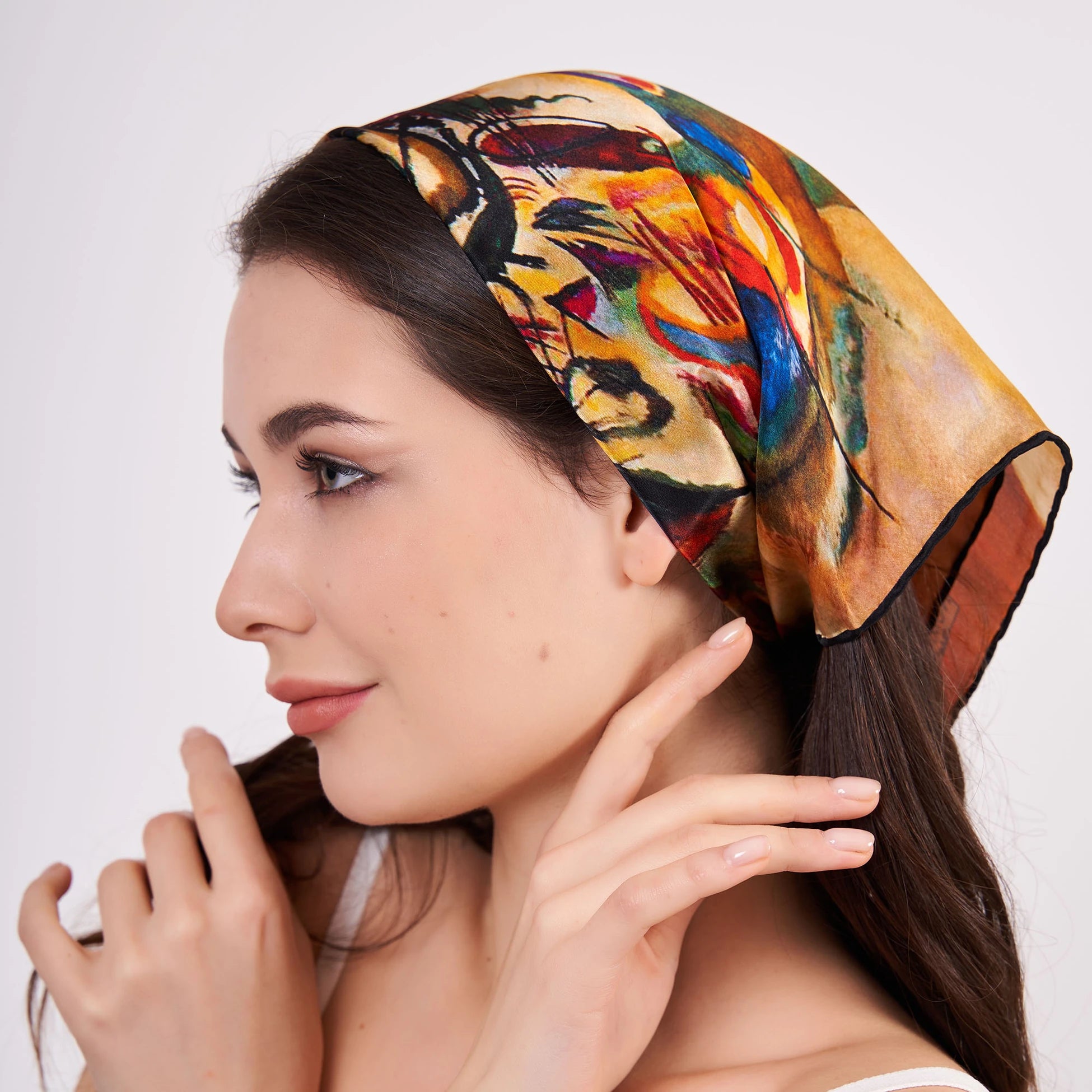Saf İpek Fular Bandana | 55X55 cm | Kandinsky Composition VII | Nomads Felt