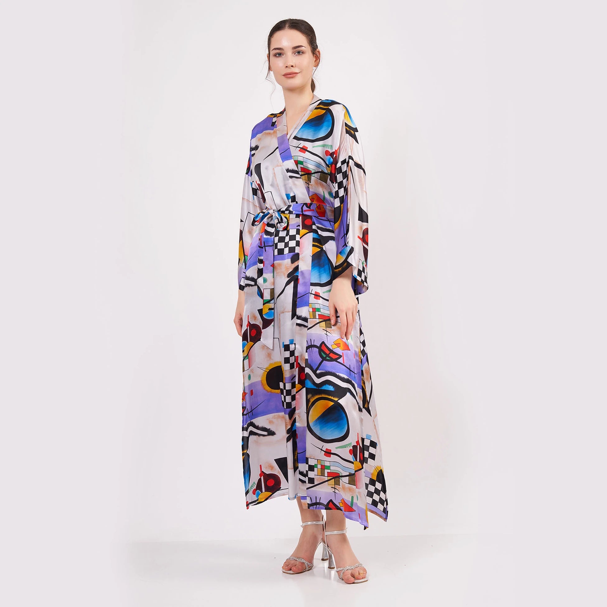 %100 İpek Uzun Kimono Kaftan | Kandinsky Collective | Nomads Felt