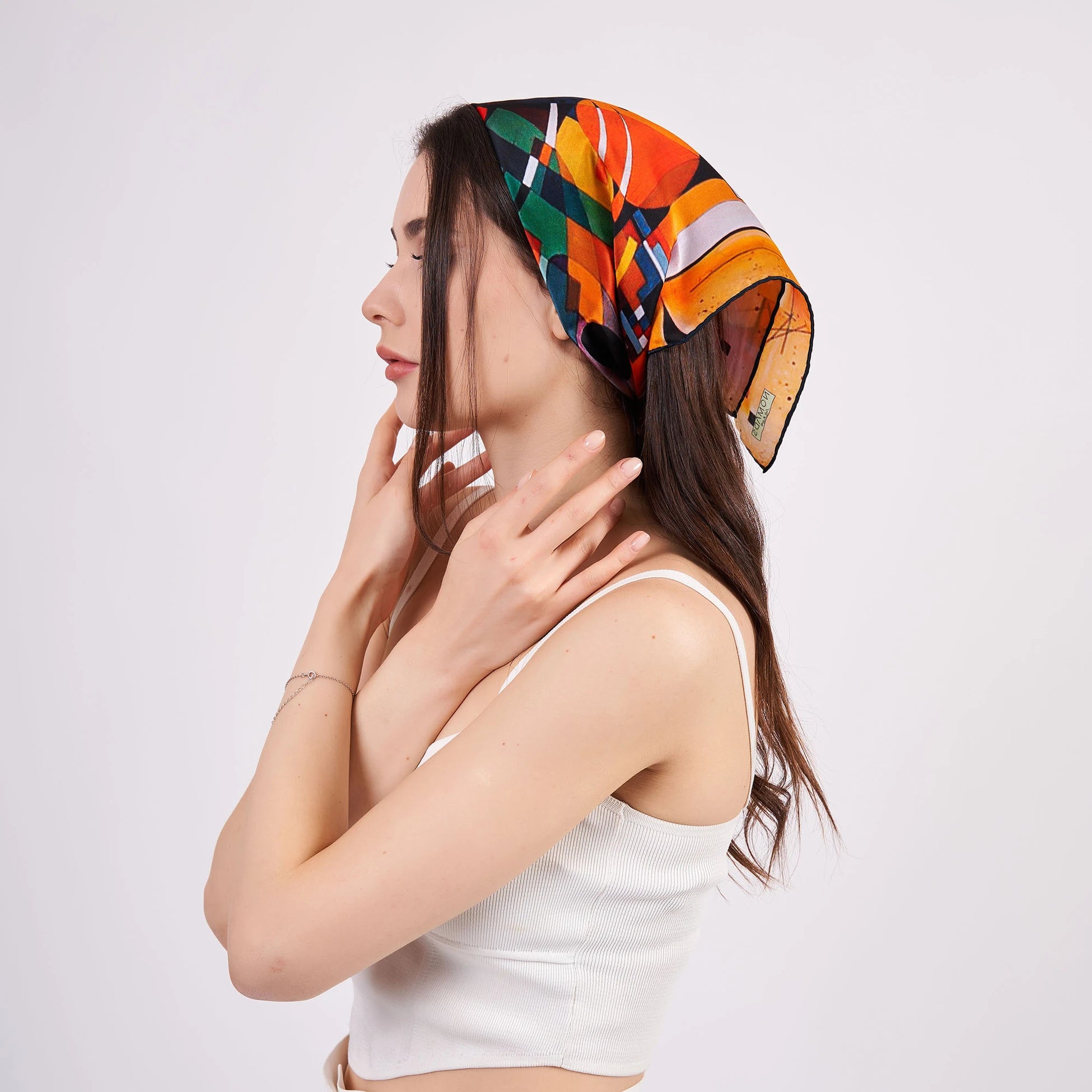 Saf İpek Bandana Fular | Kandinsky Composition II | Nomads Felt