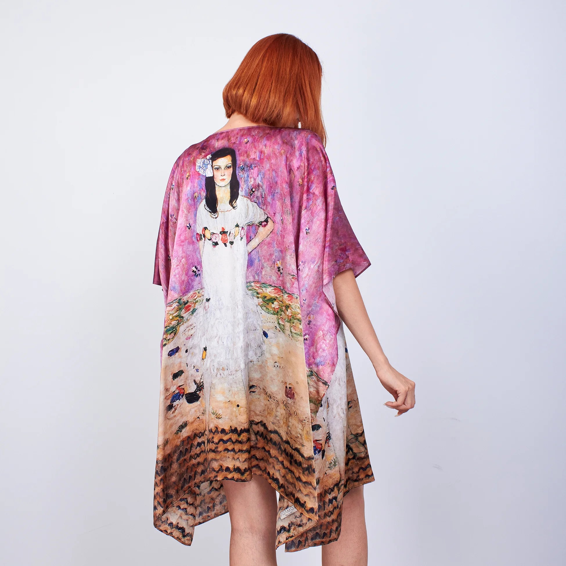 %100 İpek Kısa Kimono Pareo | Gustav Klimt Mada Primavesi | Nomads Felt