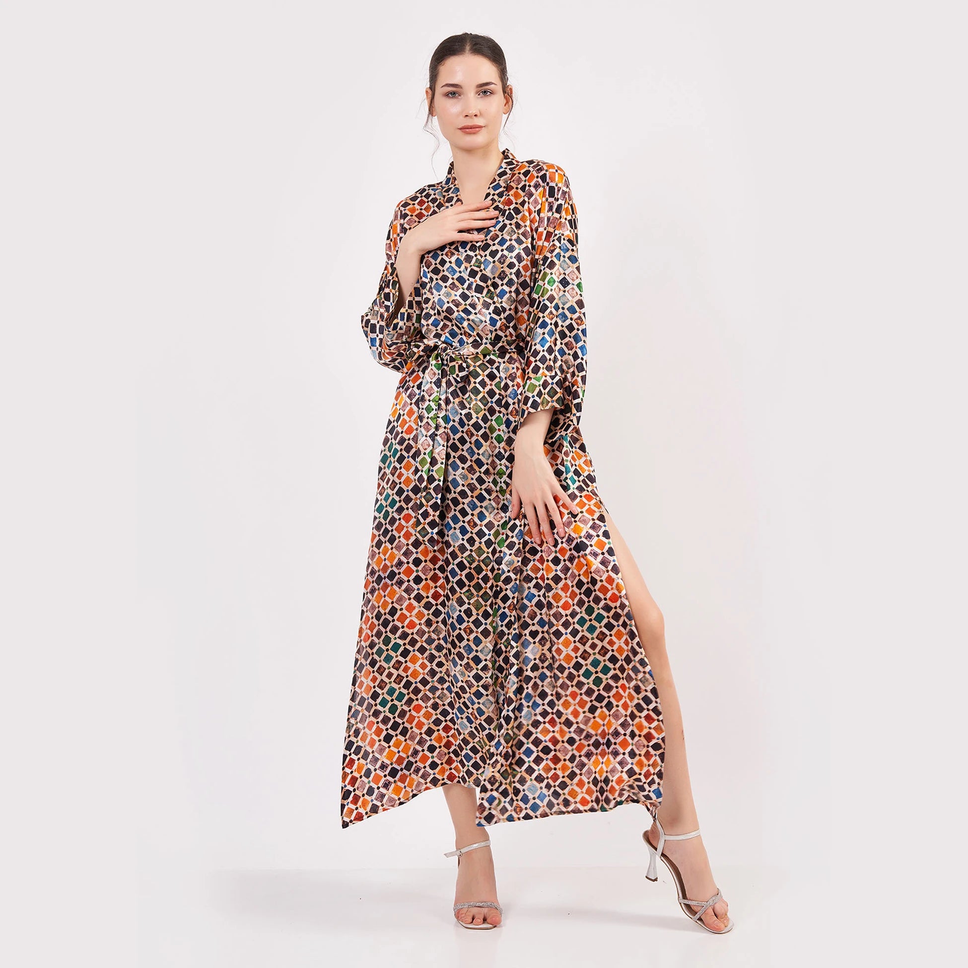 %100 İpek Uzun Kimono Kaftan | Elhamra 15 | Nomads Felt