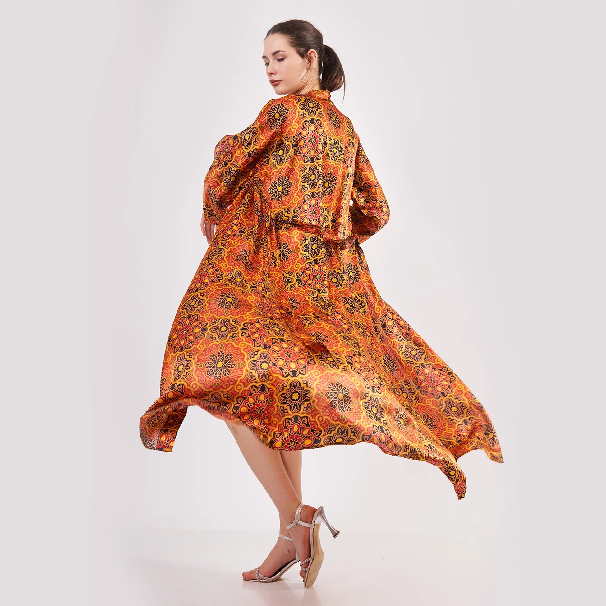 %100 İpek Uzun Kimono Kaftan | Elhamra 14 | Nomads Felt