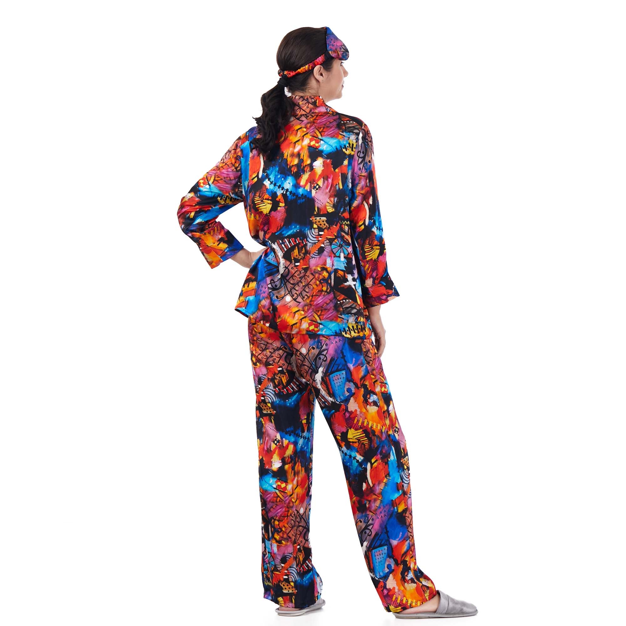 İpek Gömlek Pantolon-Pijama Takımı | Abstract Desen 6 | Nomads Felt