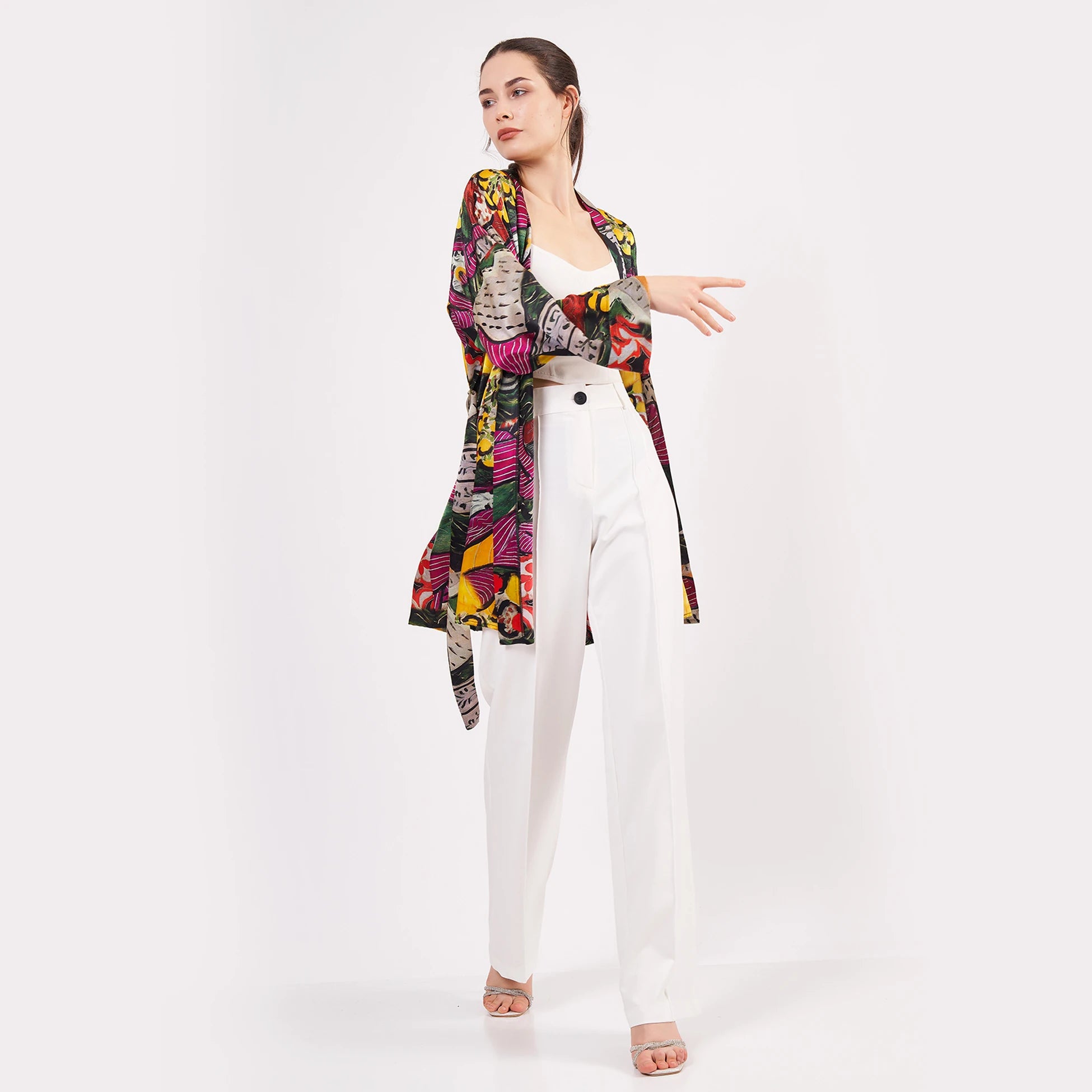 Saf İpek Kısa Kimono Kaftan | Henri Matisse Purple and Dress | Nomads Felt
