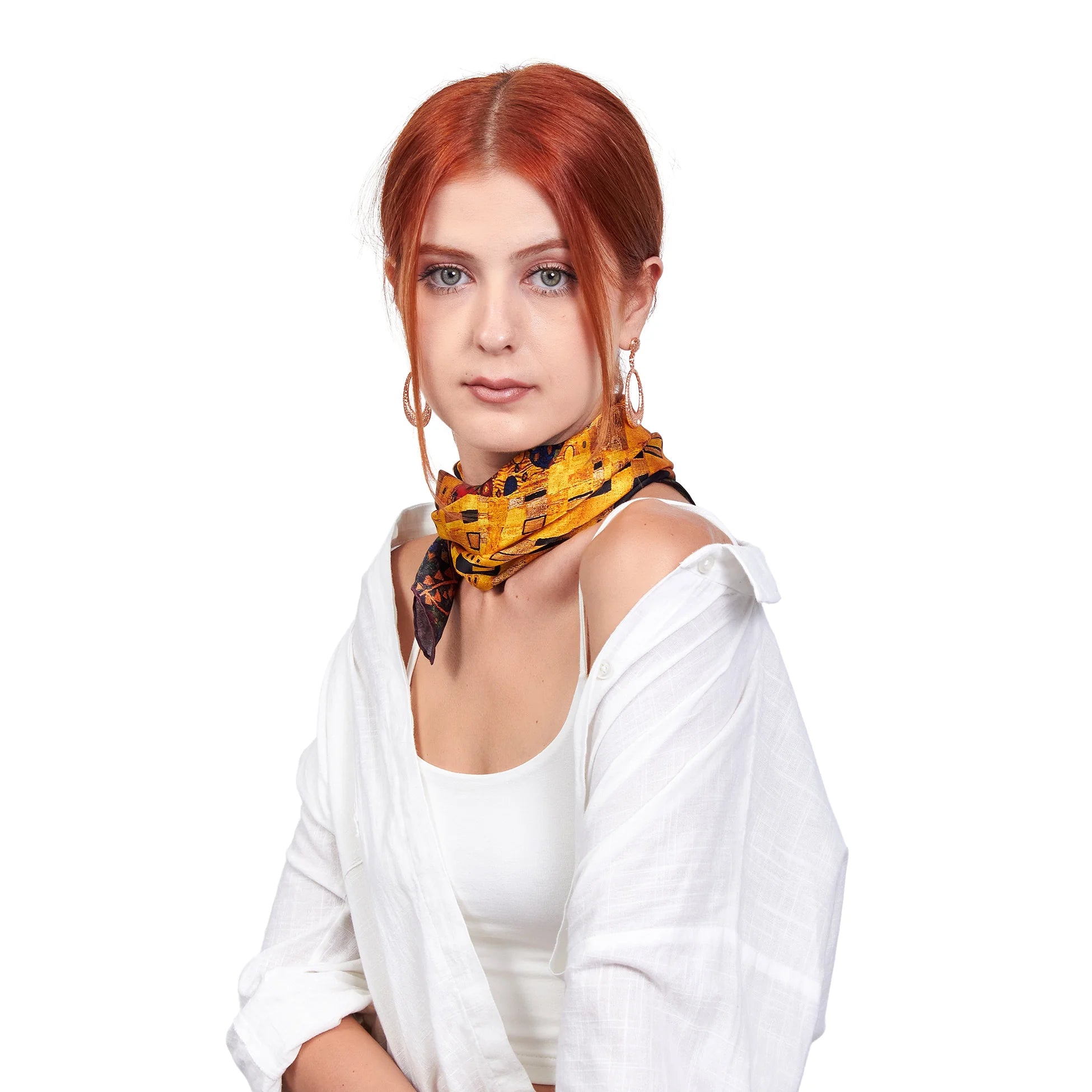 %100 İpek Bandana | Gustav Klimt The Kiss | Nomads Felt