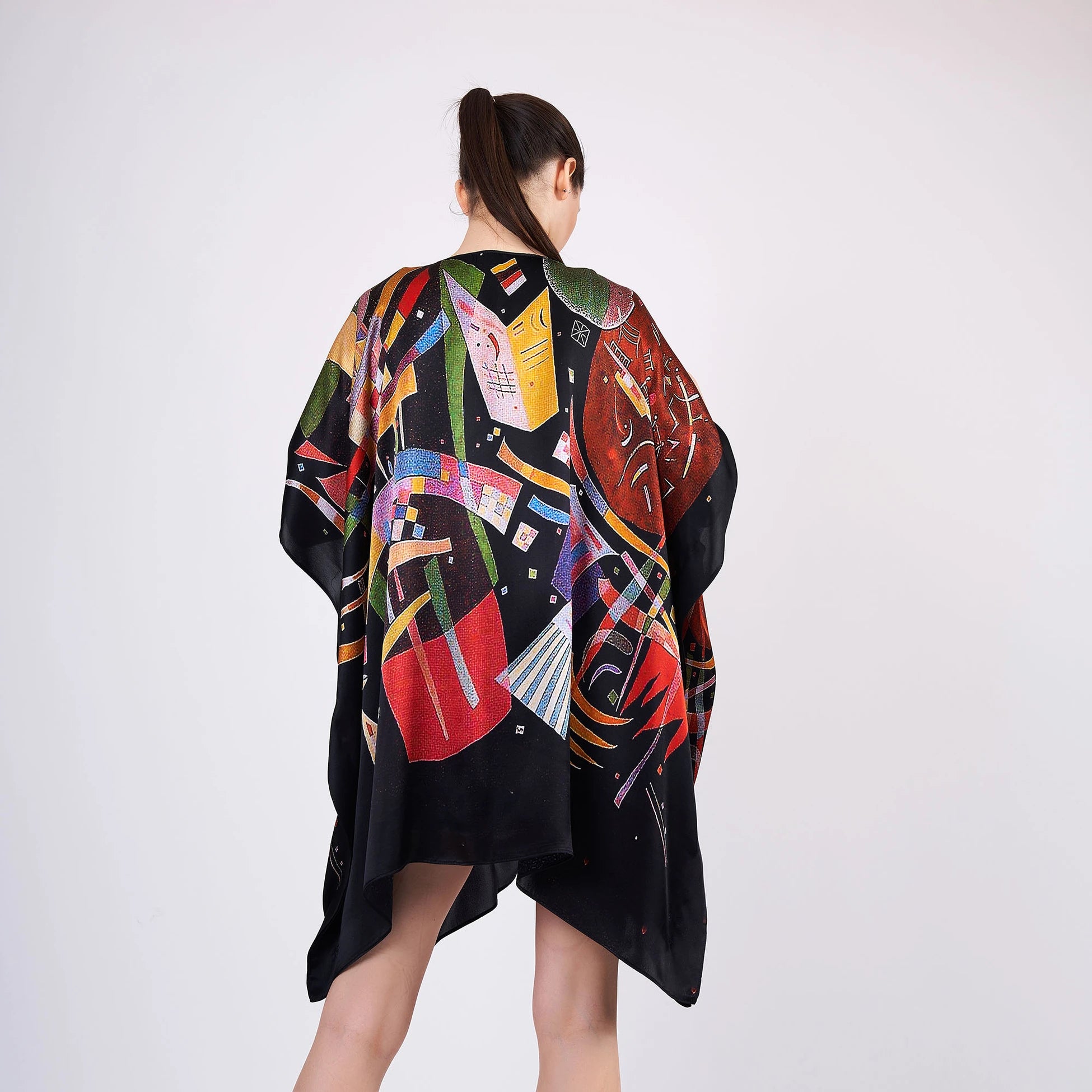 %100 İpek Kısa Kimono Pareo | Kandinsky Composition X | Nomads Felt
