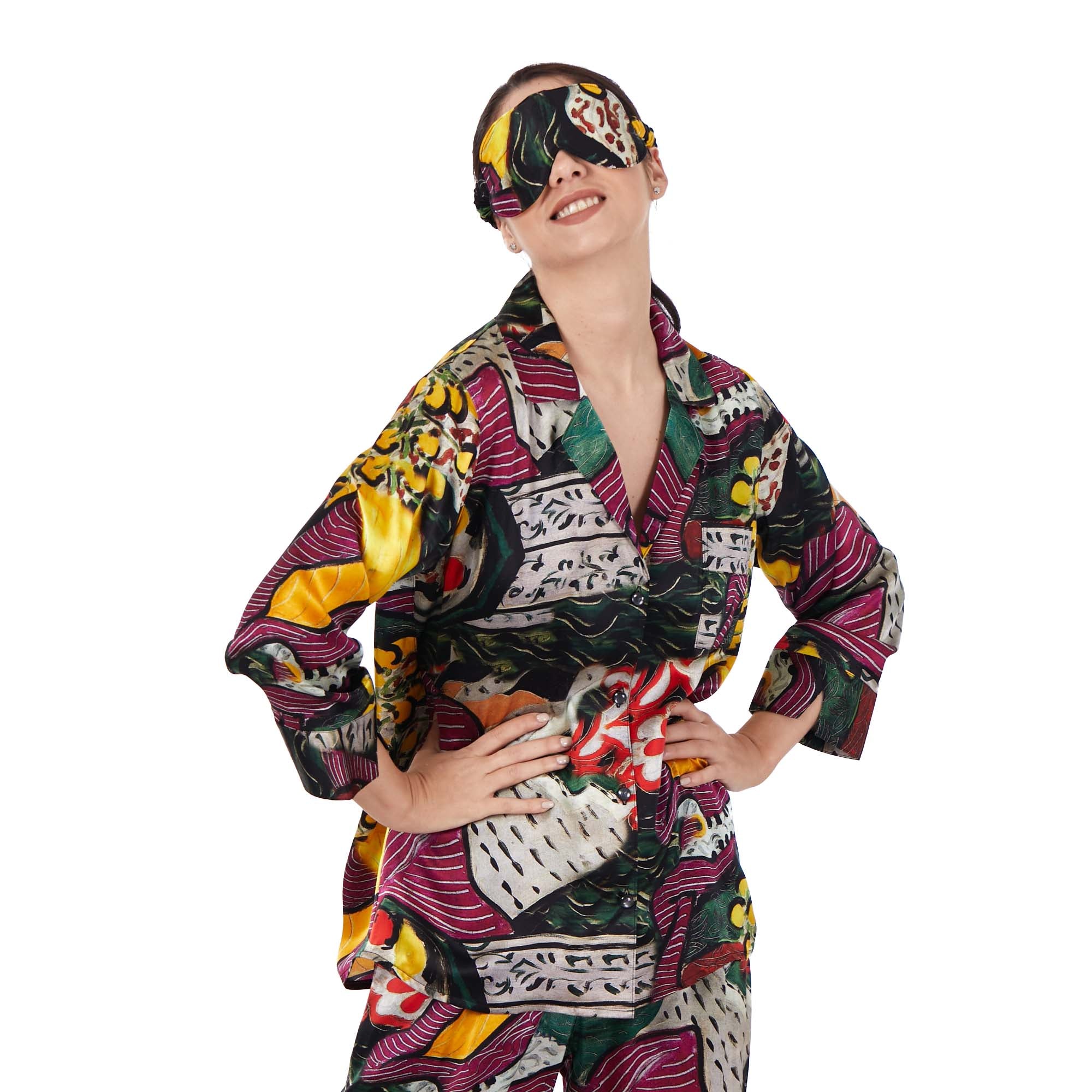 İpek Gömlek Pantolon-Pijama Takımı | Henri Matisse Purple and Dress | Nomads Felt