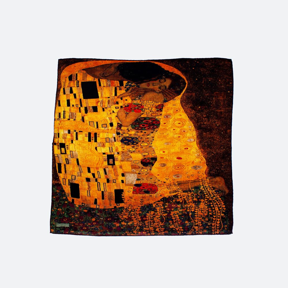 %100 İpek Bandana | Gustav Klimt The Kiss | Nomads Felt