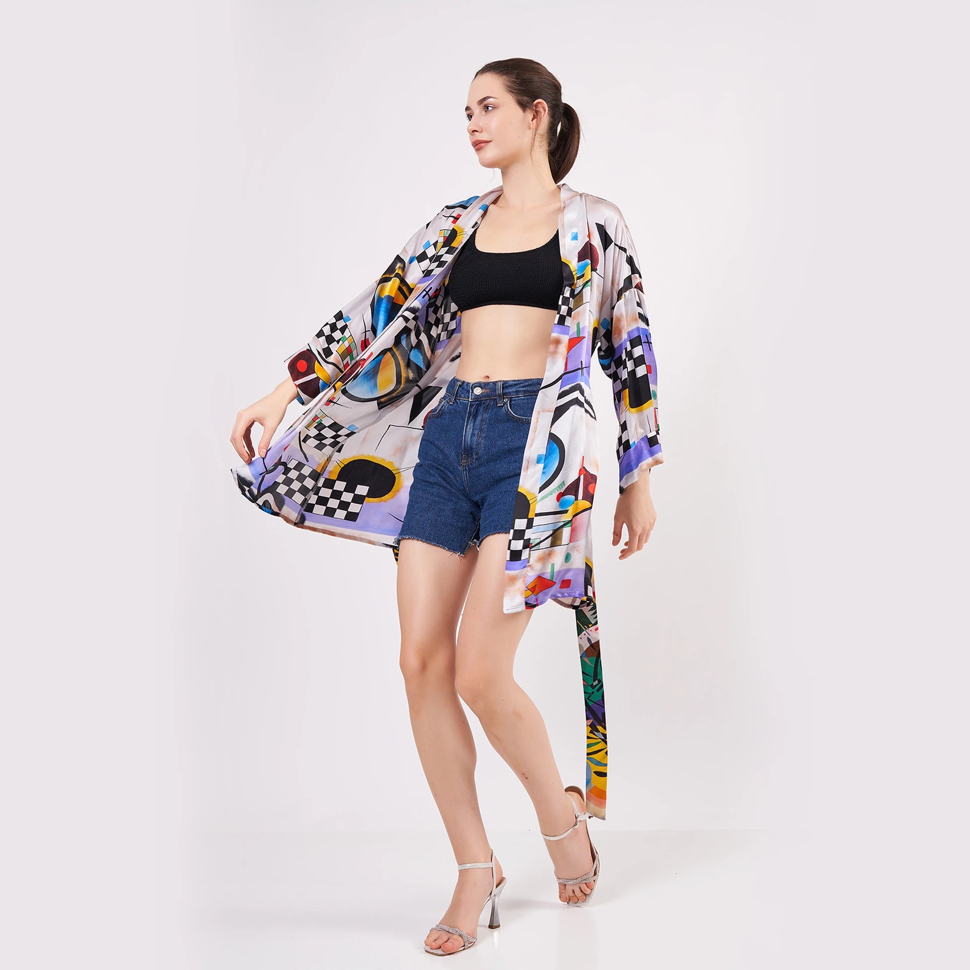 Saf İpek Kısa Kimono Kaftan | Kandinsky Collective | Nomads Felt