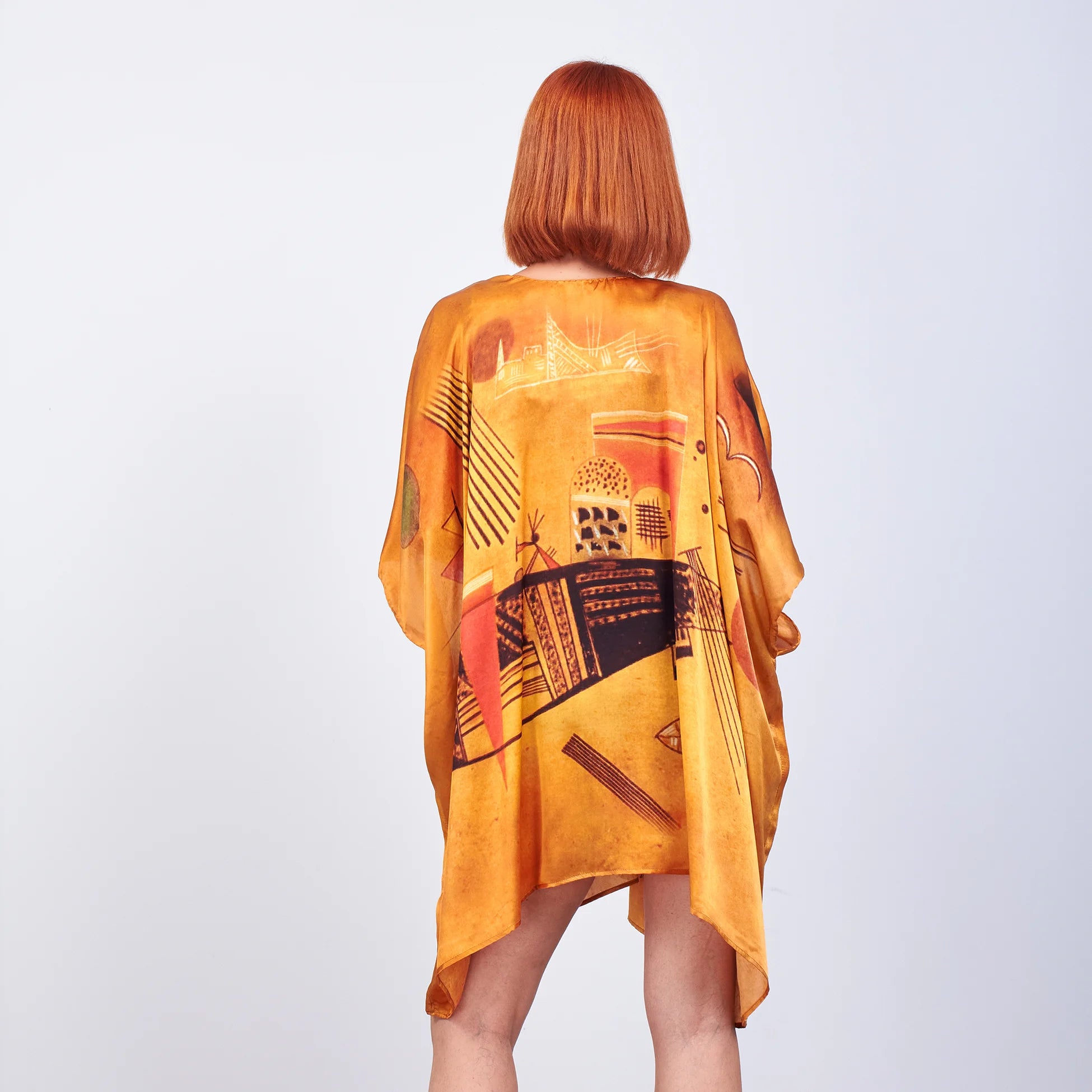 %100 İpek Kısa Kimono Pareo | Gold | Nomads Felt