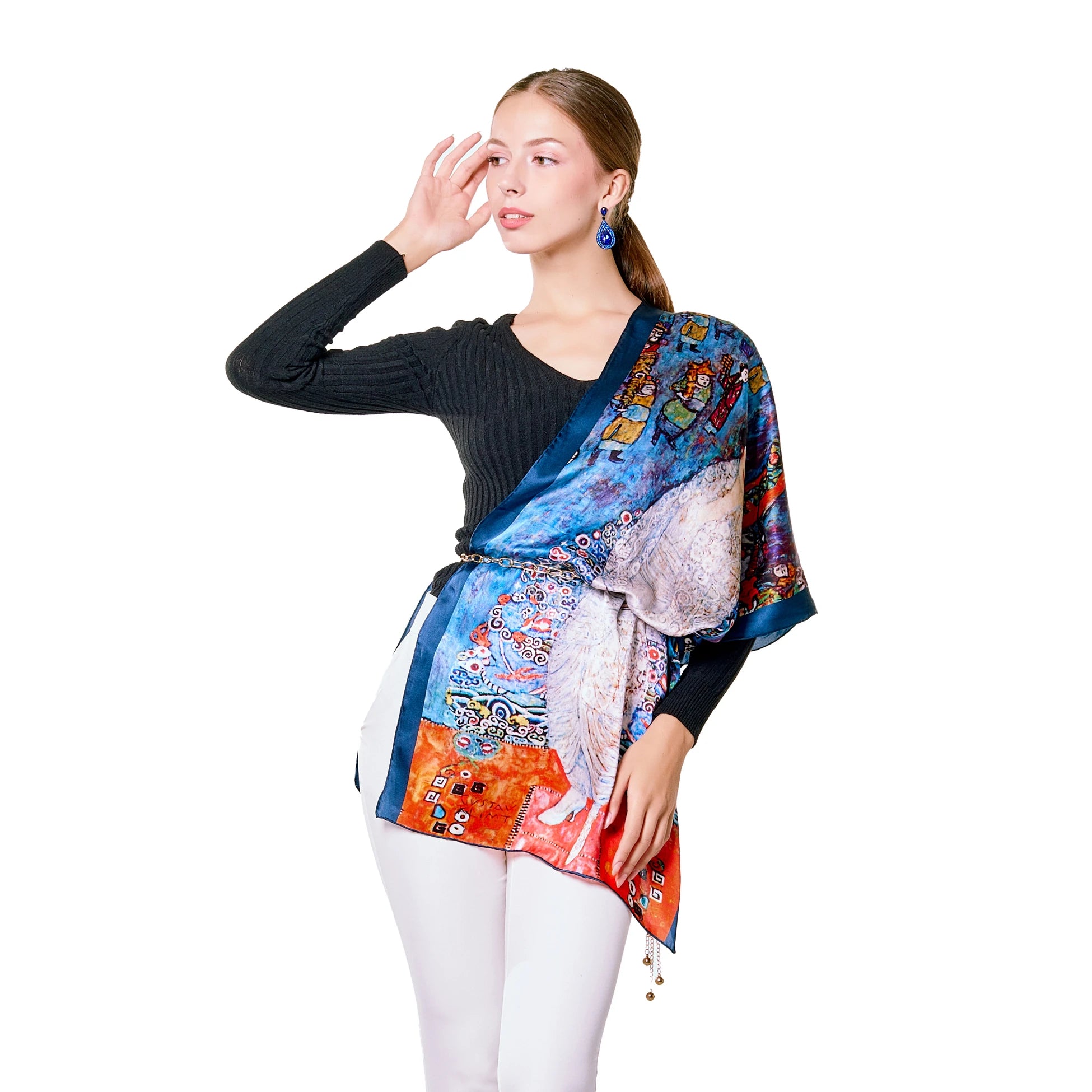 %100 İpek Fular | 55x180 cm | Gustav Klimt Barones Elizabeth | Nomads Felt