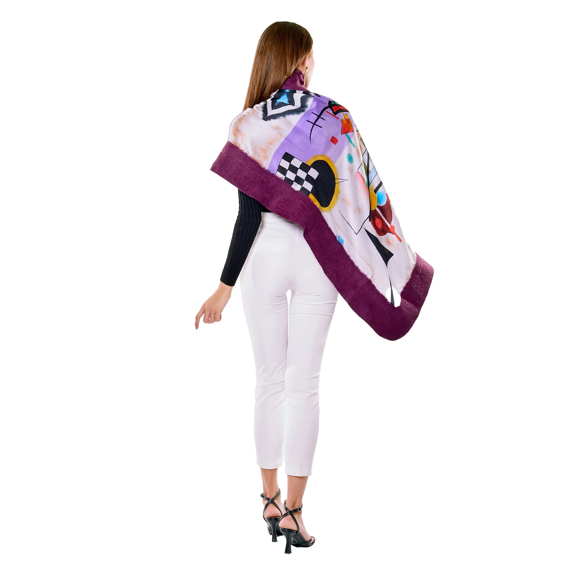İpek-Keçe Şal | Kandinsky Collective Mor | Nomads Felt