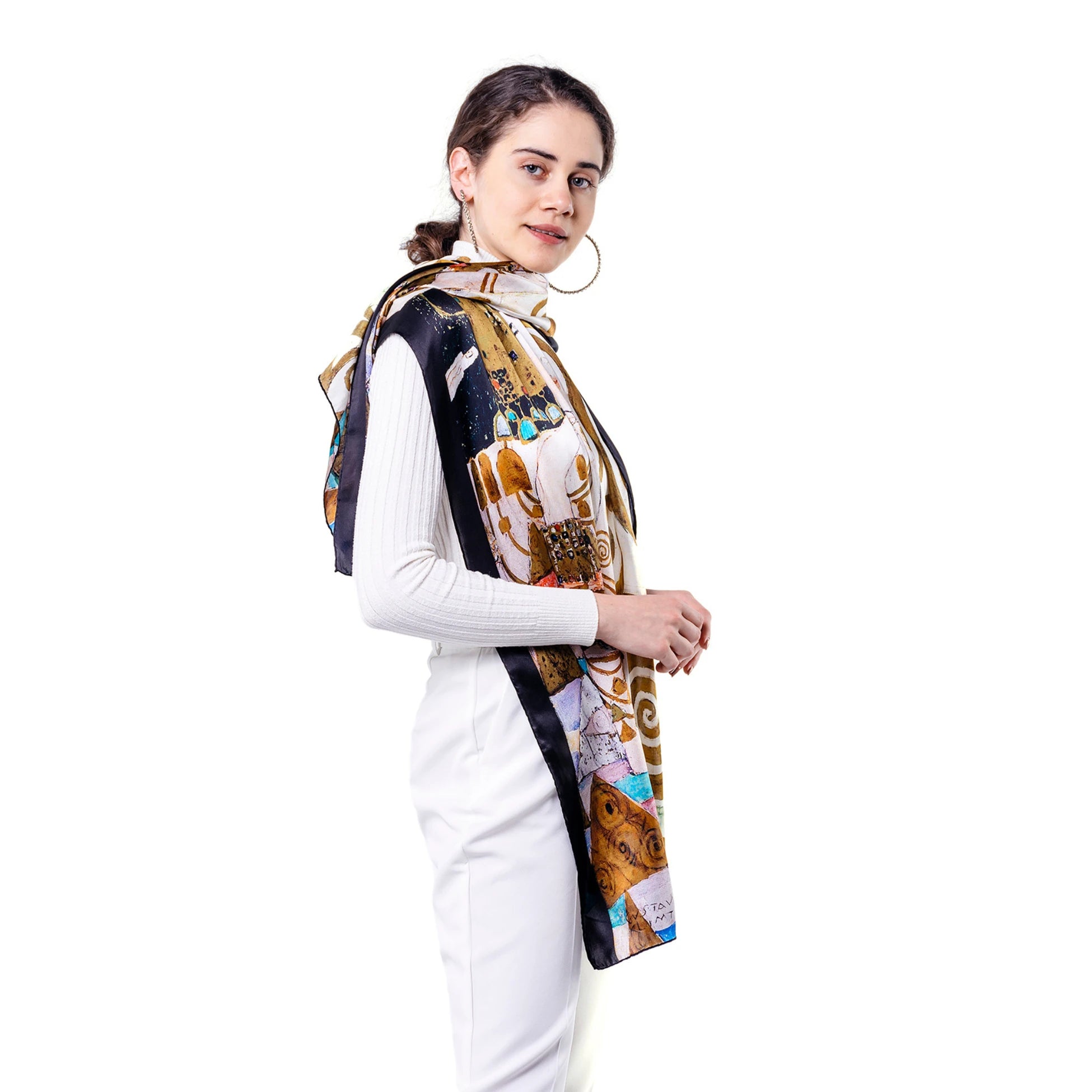 %100 İpek Fular | 55x180cm | Gustav Klimt Expectation | Nomads Felt
