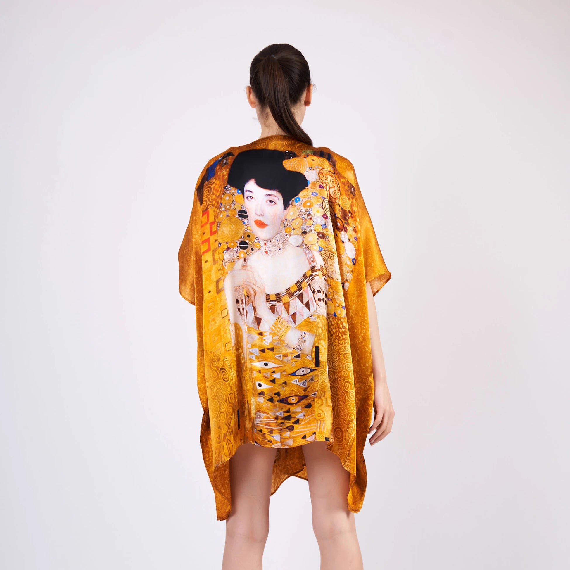 %100 İpek Kısa Kimono Pareo | Gustav Klimt Adele Bloch Bauer | Nomads Felt