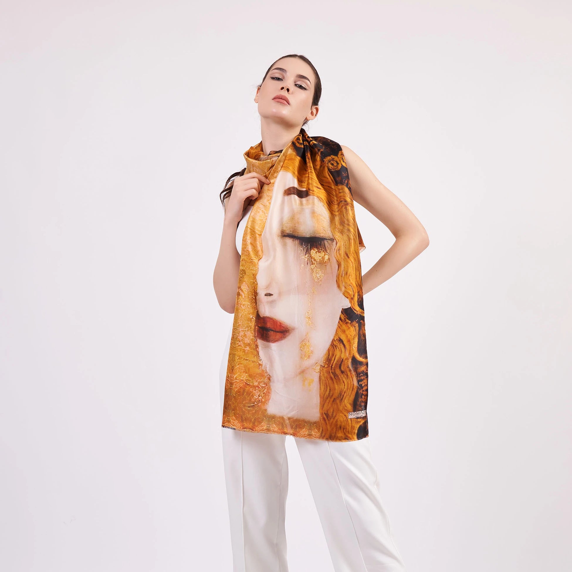 Vual İpek Fular | 55x180 cm | Freya's Tears Altın Gözyaşları | Nomads Felt
