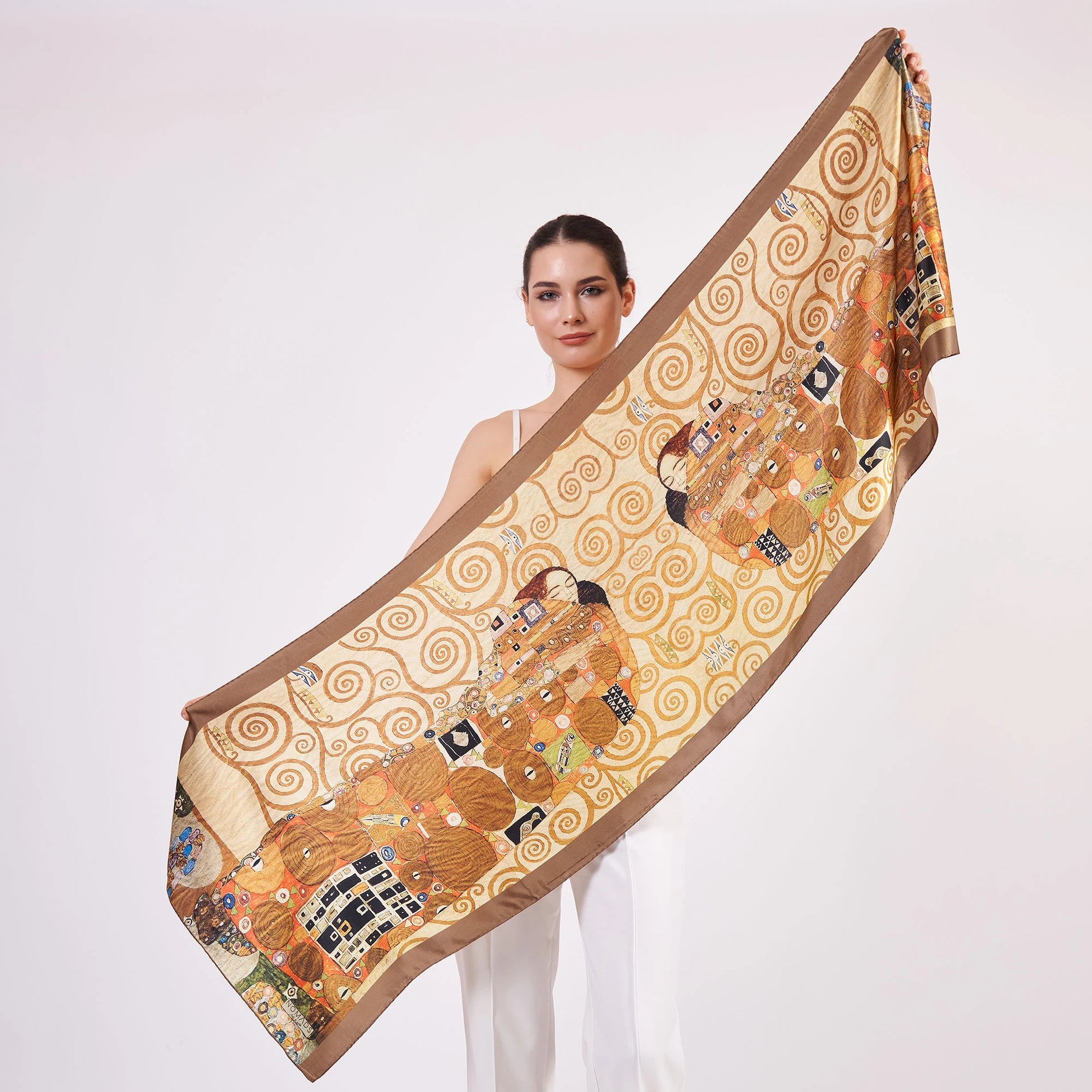 Saf İpek Fular | 55x180 cm | Gustav Klimt Tree of Life | Nomads Felt