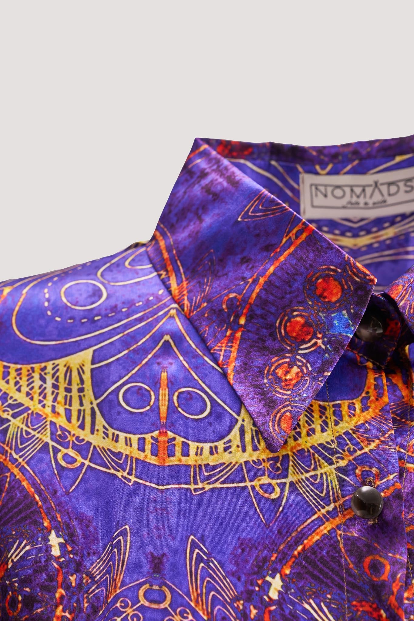 Mandala Desenli Mor Gömlek Elbise