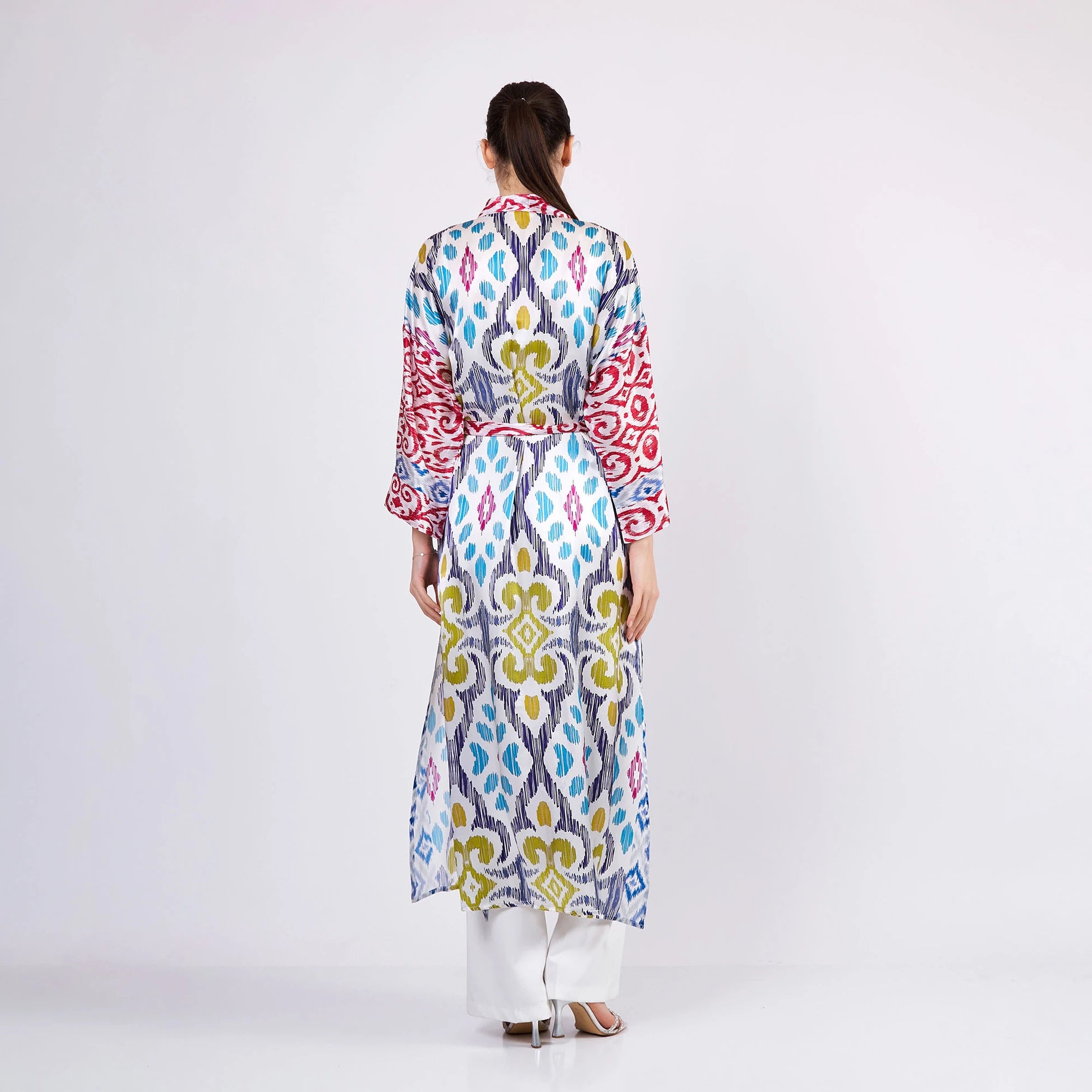 İpek Uzun Kimono Kaftan | Ikat Desen | Nomads Felt