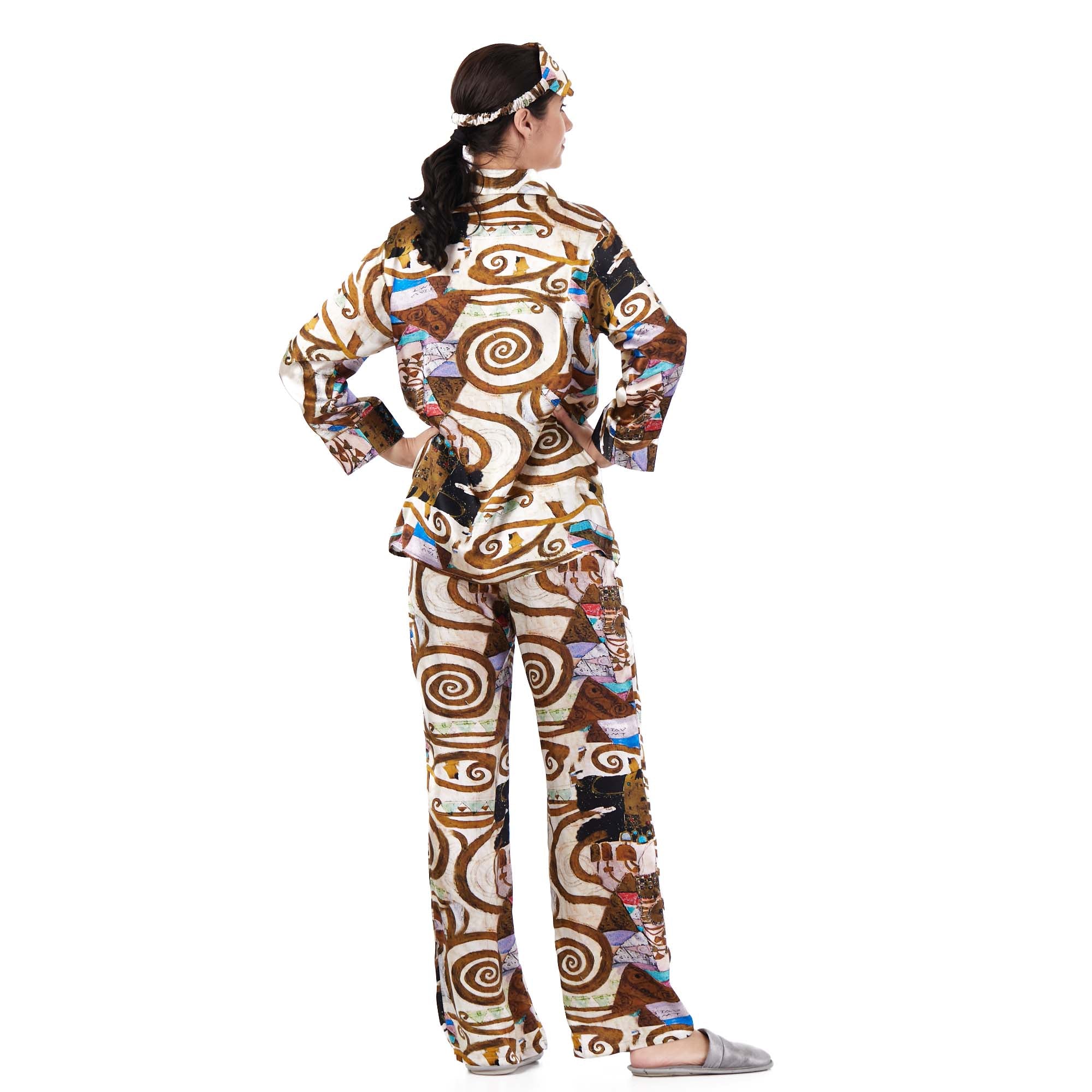 İpek Gömlek Pantolon-Pijama Takımı | Gustav Klimt Expectation | Nomads Felt