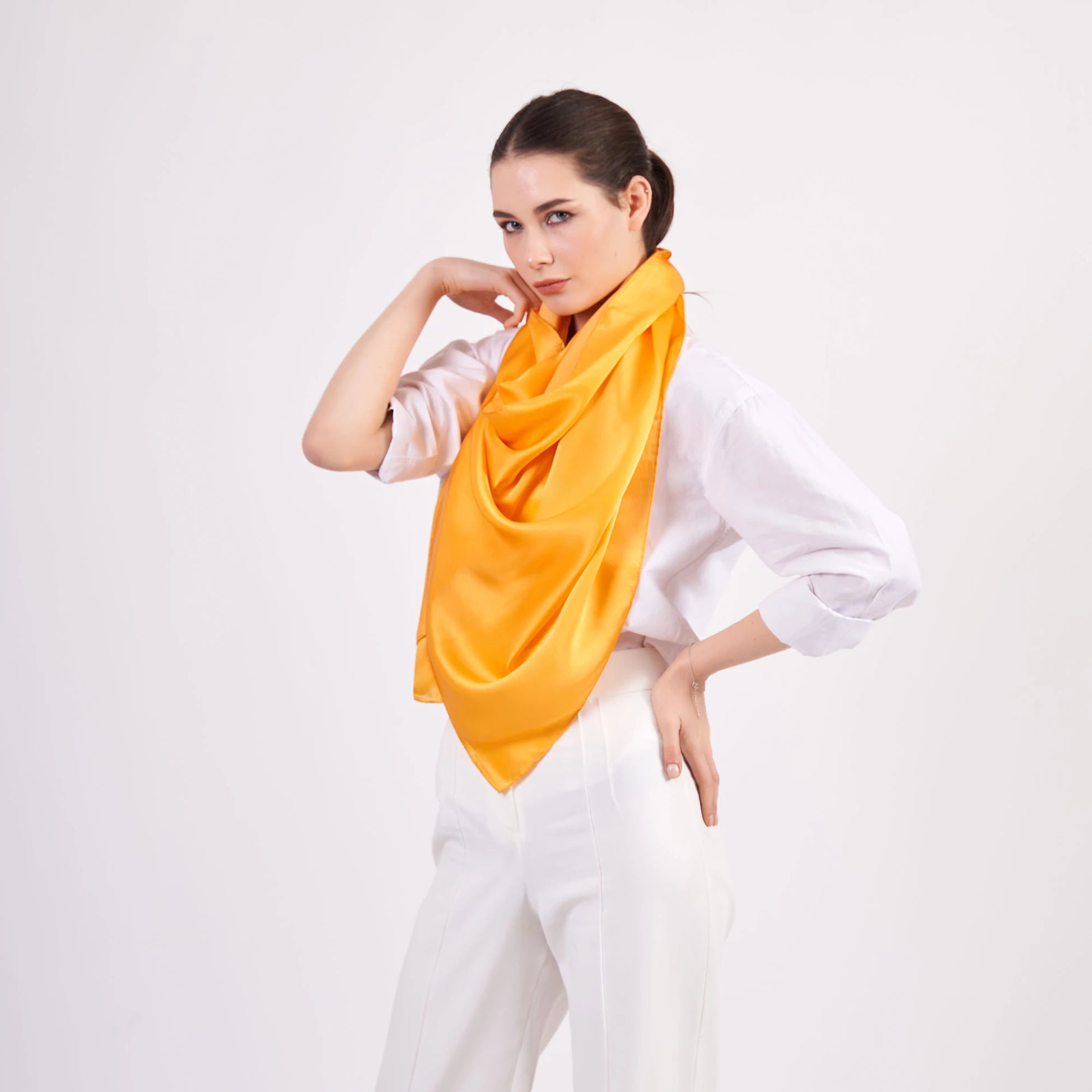 Saf İpek Fular | 70x200 cm | Sarı | Nomads Felt