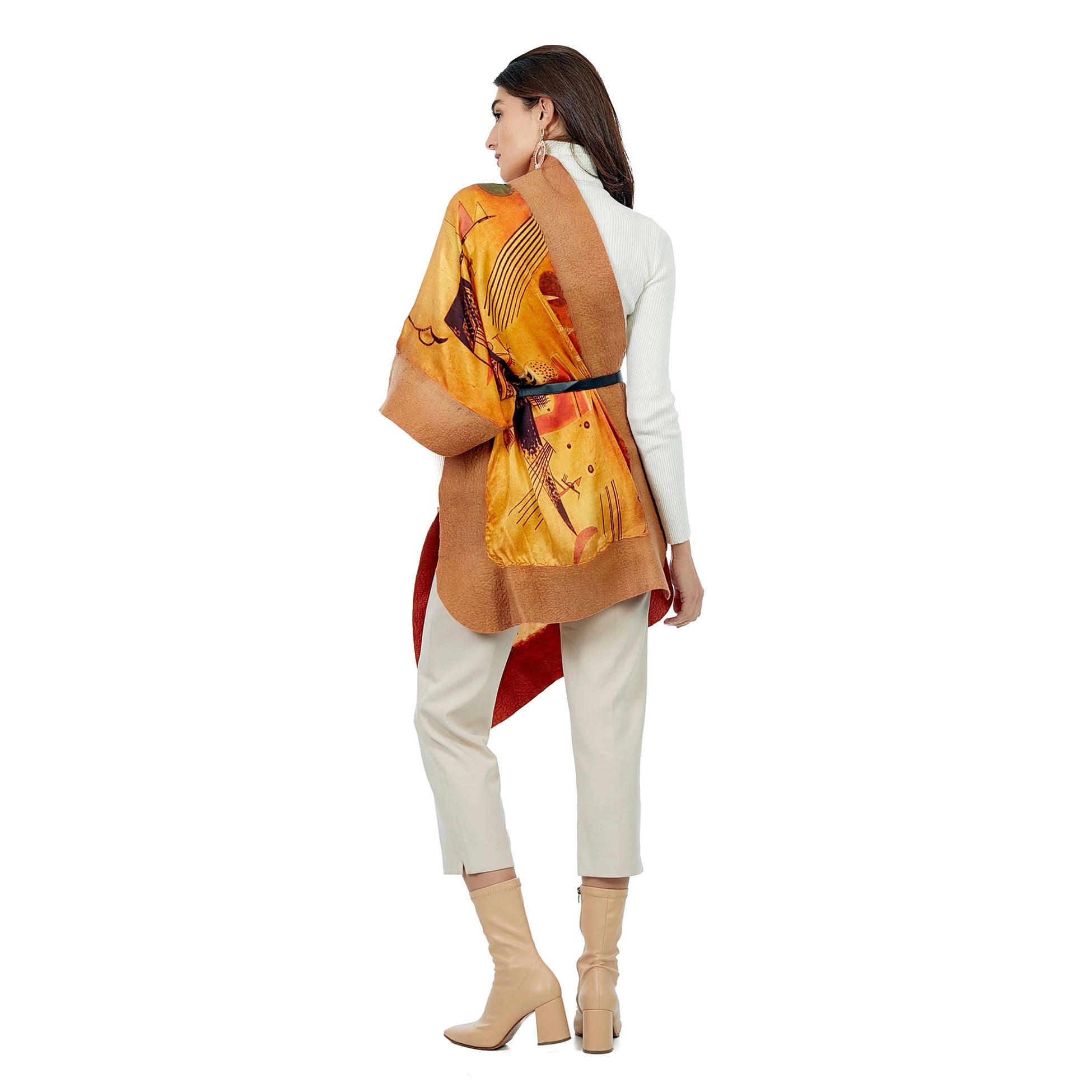 İpek Keçe Şal | Kandinsky Marsala Camel-Kiremit | Nomads Felt